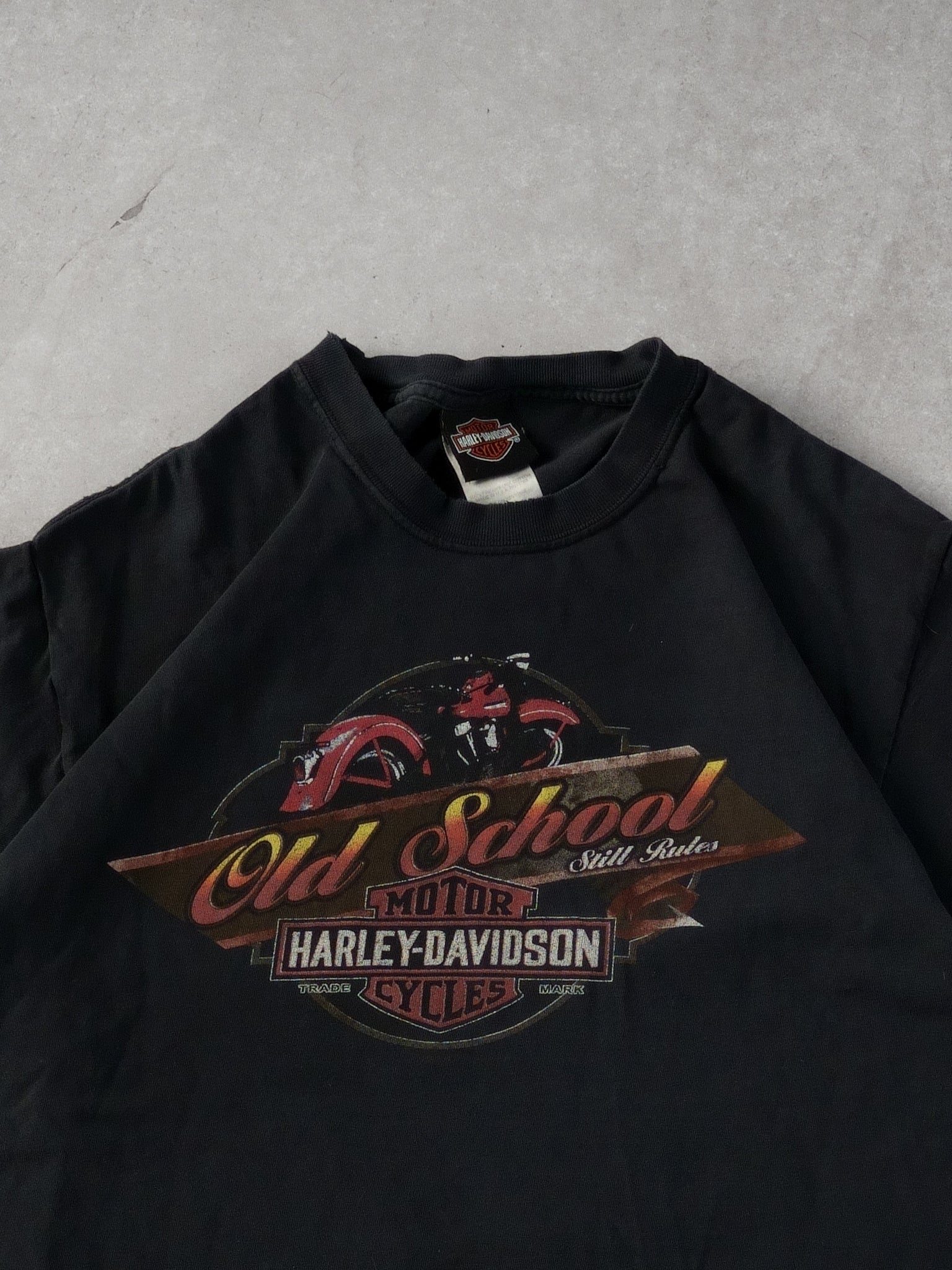 Vintage Y2k Black Harley Davidson Old School Still Rules Mississauga Tee (S)