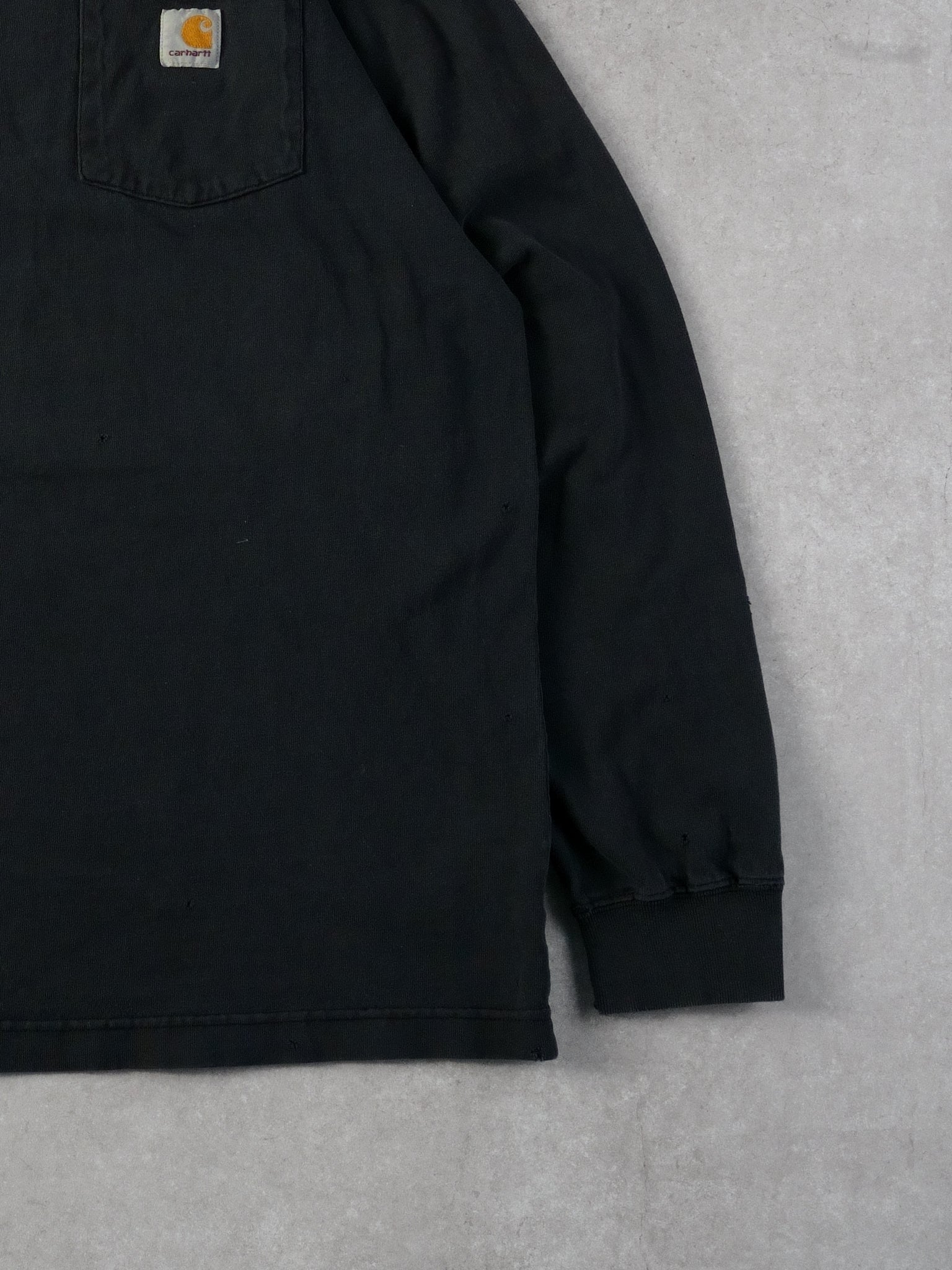 Vintage 90s Washed Black Carhartt Blank Longsleeve (L)