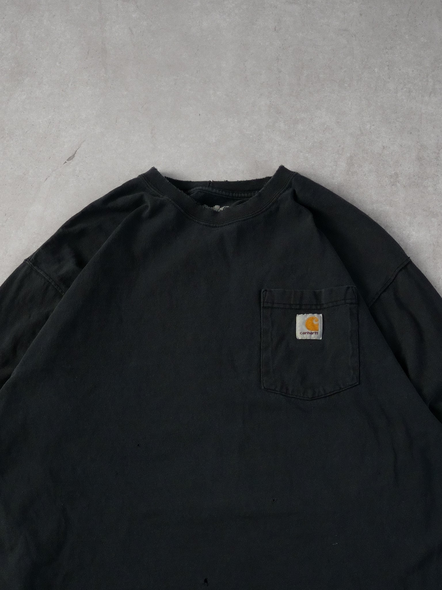 Vintage 90s Washed Black Carhartt Blank Longsleeve (L)