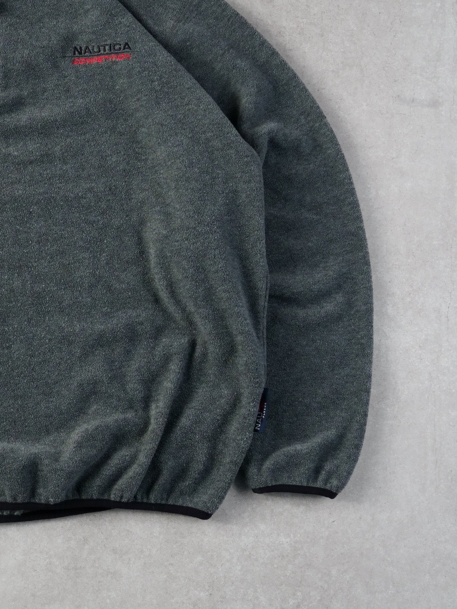 Vintage 90s Grey Nautica Fleece Collared 1/4 Zip Up (L)