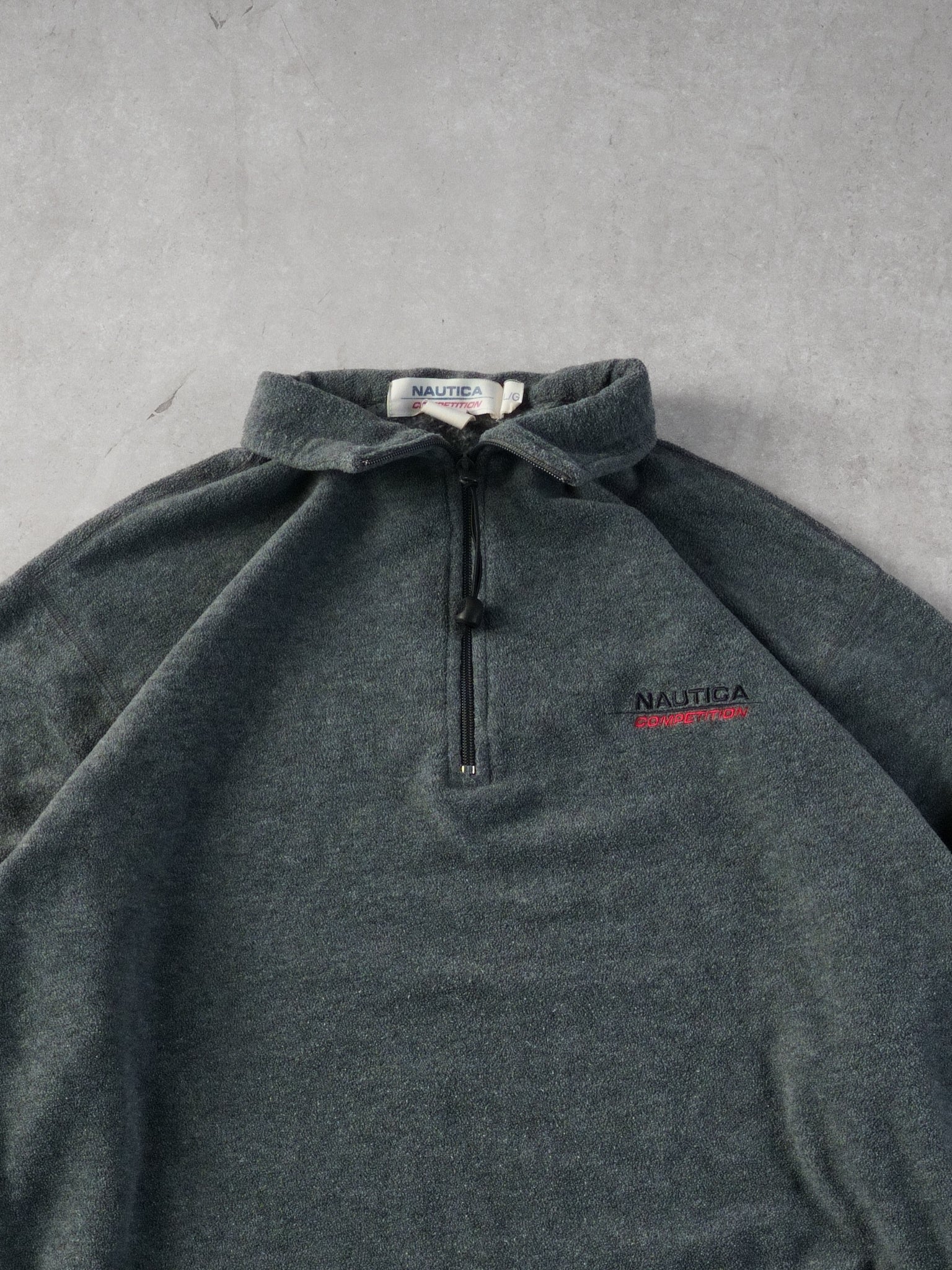 Vintage 90s Grey Nautica Fleece Collared 1/4 Zip Up (L)