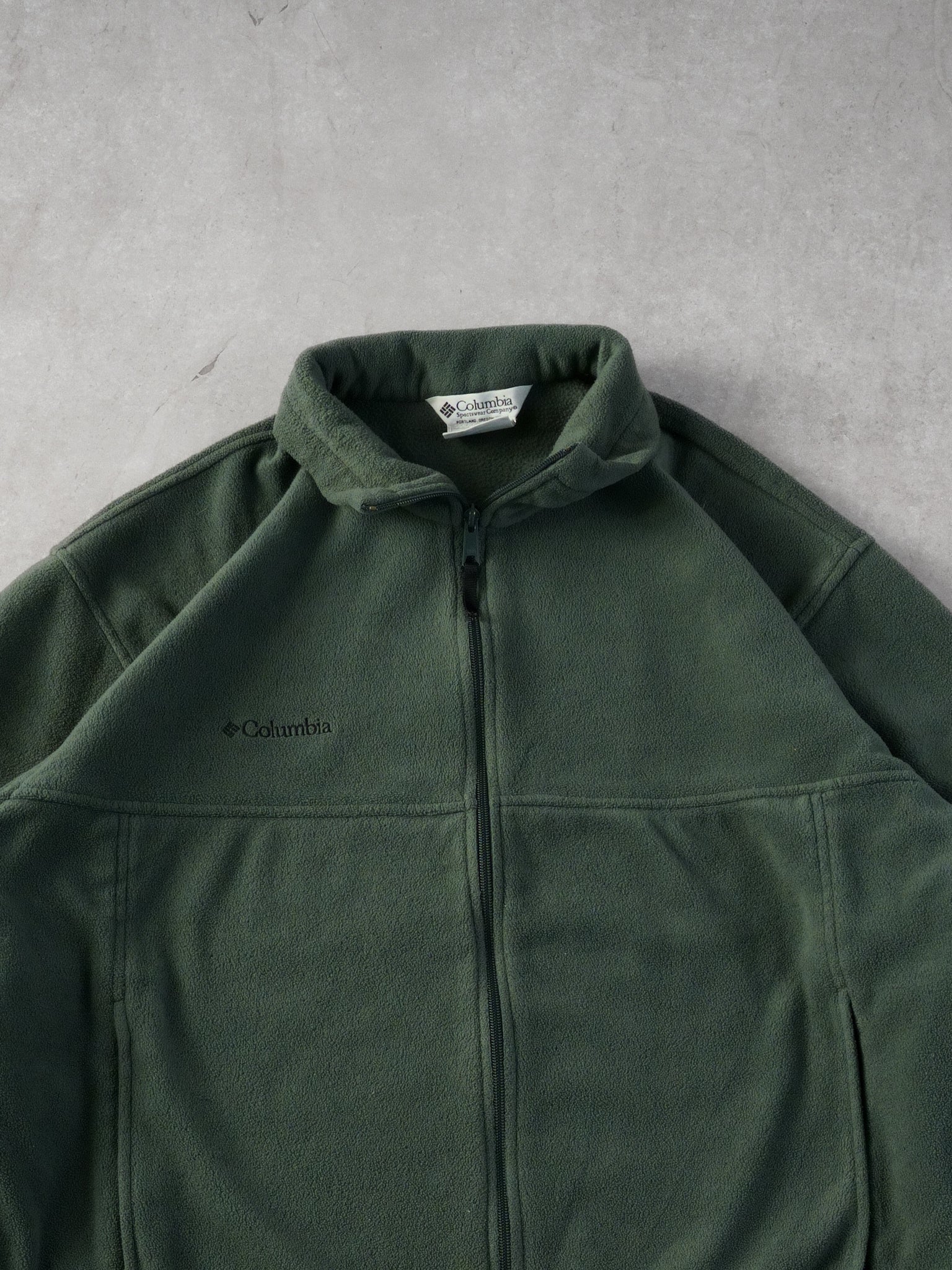 Vintage Y2k Sage Green Columbia Fleece Collared Zip Up (L)
