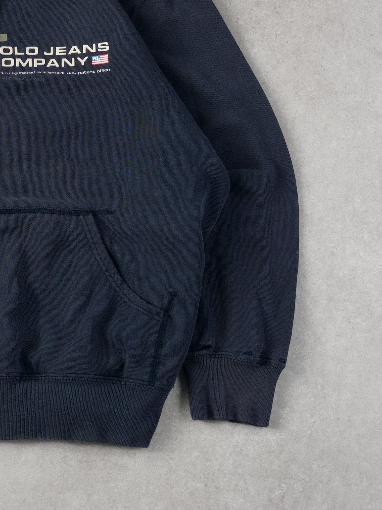 Vintage Y2k Navy Blue Polo Jeans Company Hoodie (L)