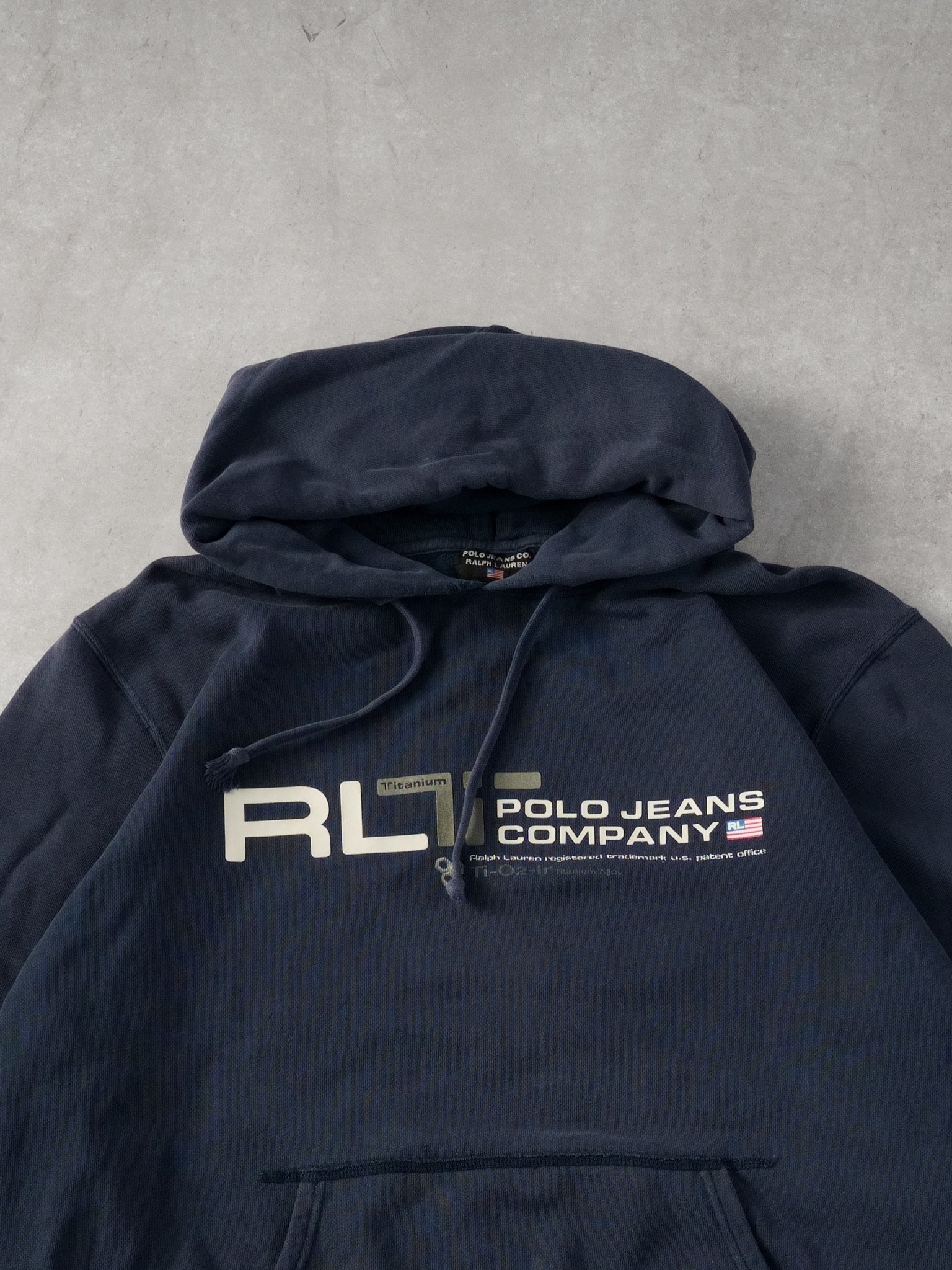 Vintage Y2k Navy Blue Polo Jeans Company Hoodie (L)