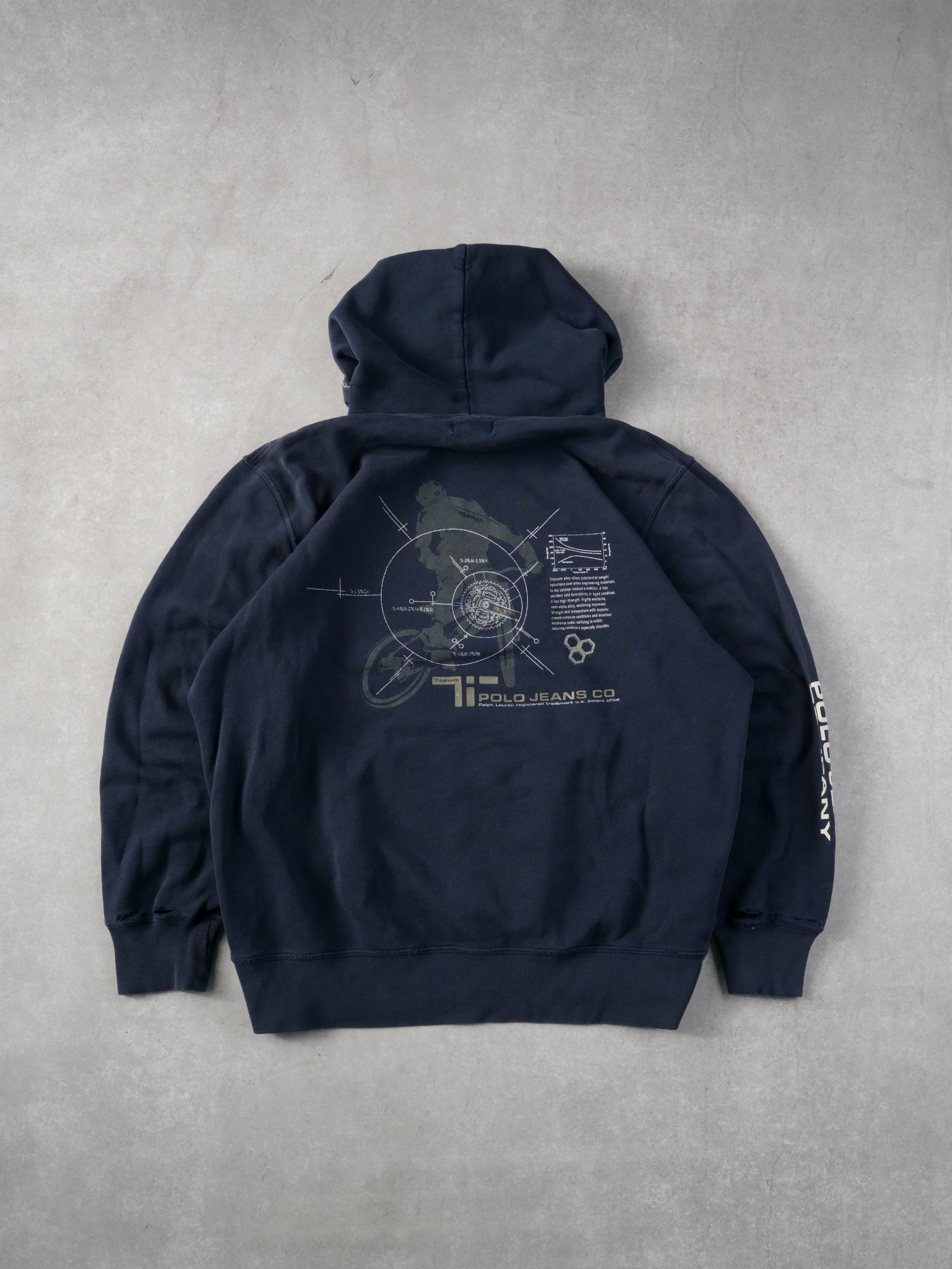 Vintage Y2k Navy Blue Polo Jeans Company Hoodie (L)