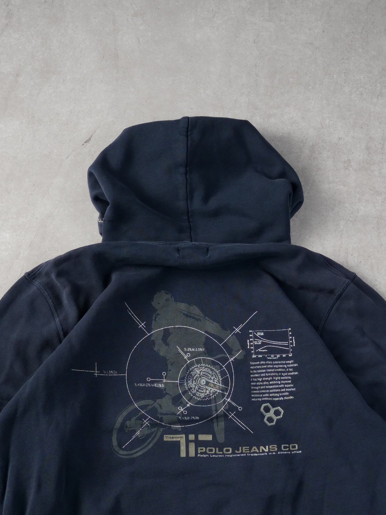 Vintage Y2k Navy Blue Polo Jeans Company Hoodie (L)