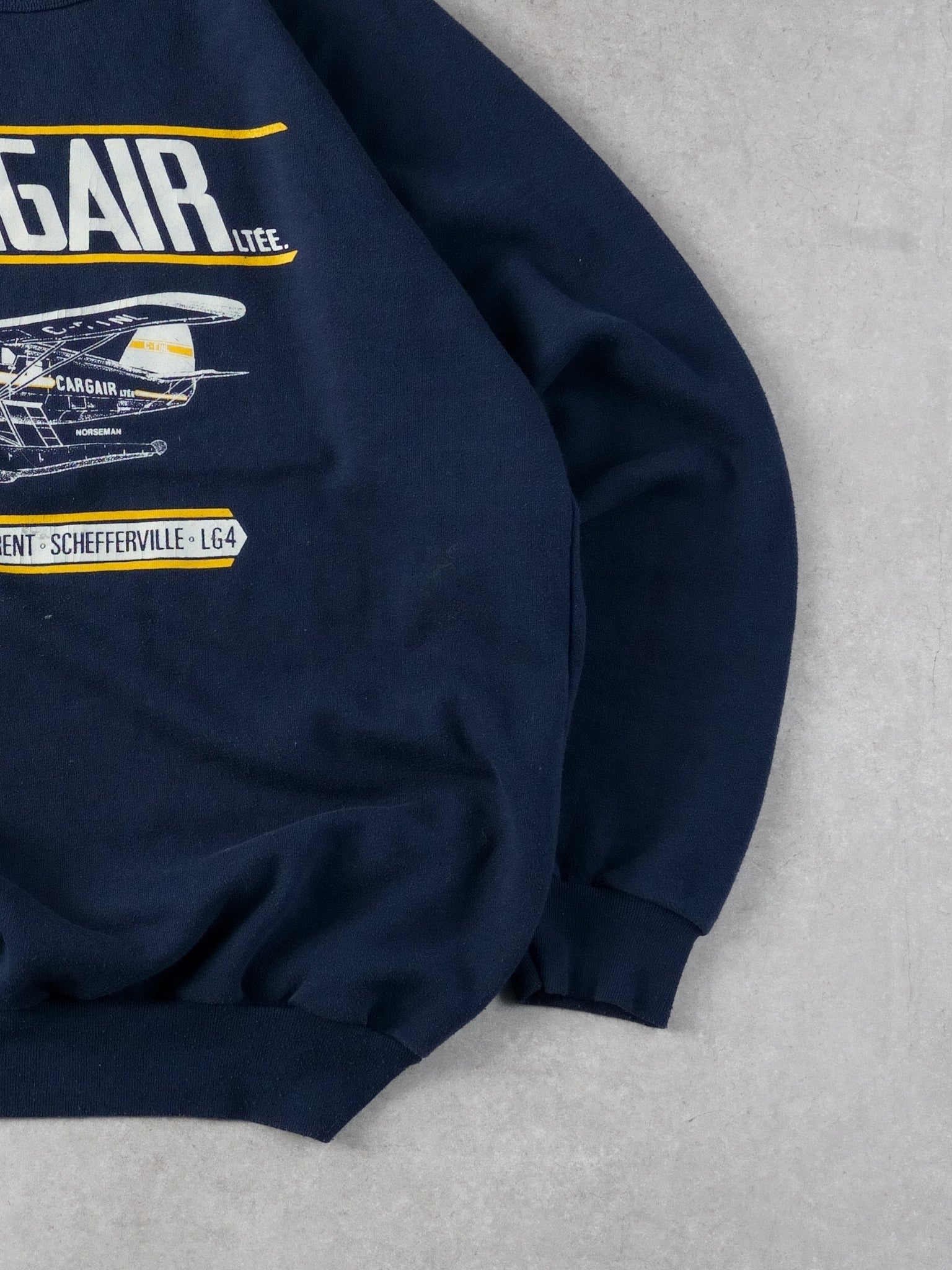 Vintage 80s Navy Blue Cargair Plane Graphic Crewneck (L)