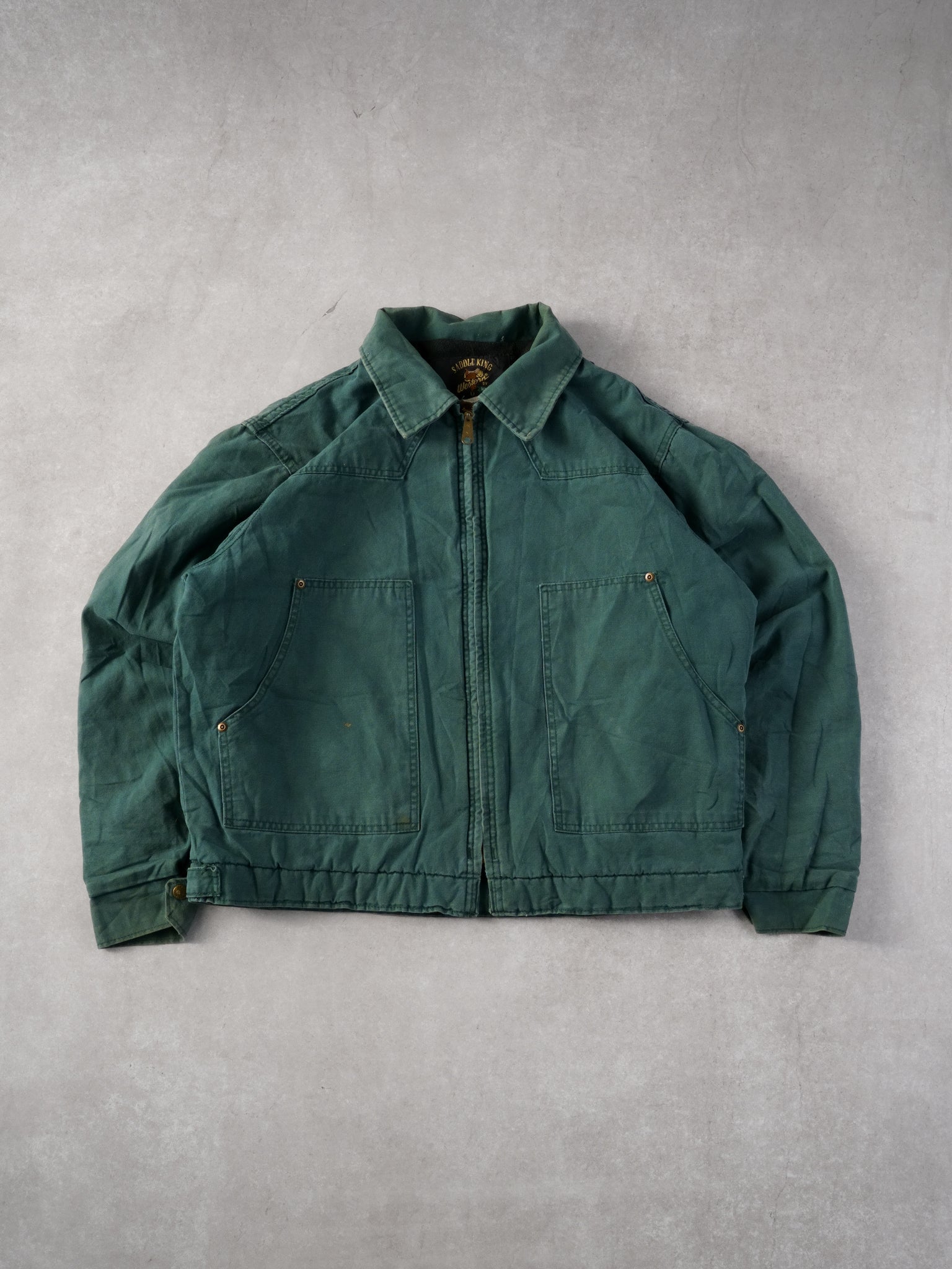 Vintage 90s Pine Green Collared Workwear Jacket (L)