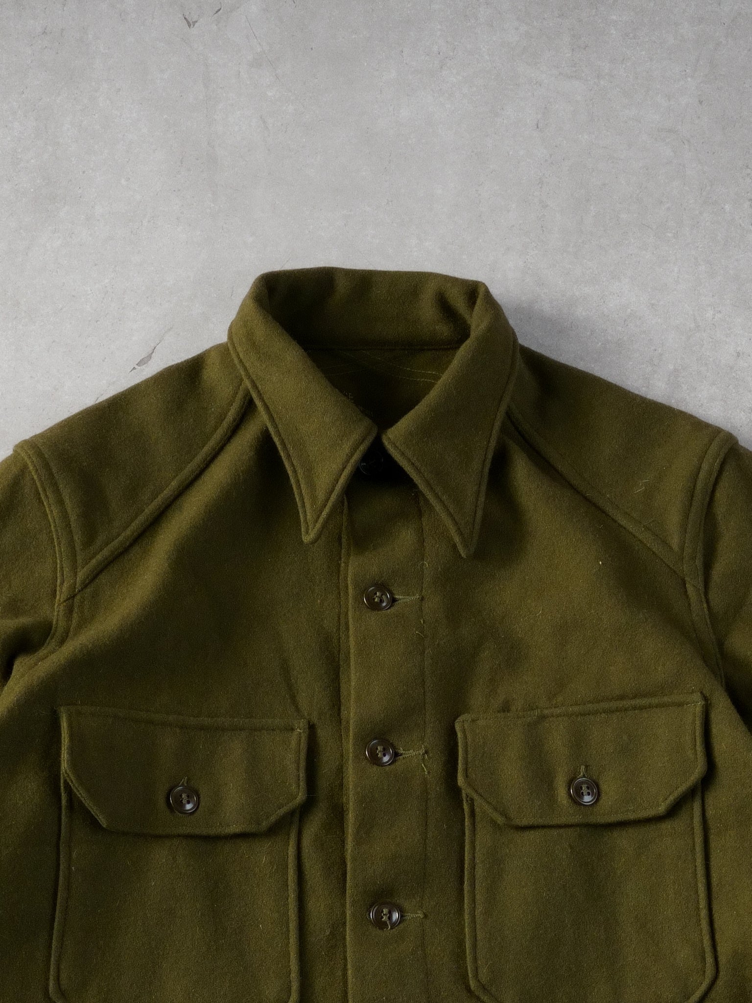 Vintage 90s Moss Green Collared Utility Knit Button Up (L)