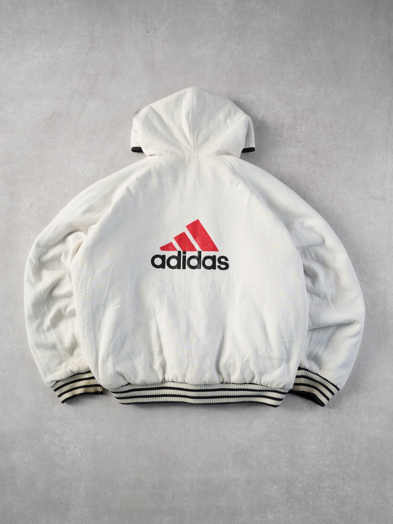Vintage 90s Black Adidas Hooded Reversible Hooded Windbreaker (L)
