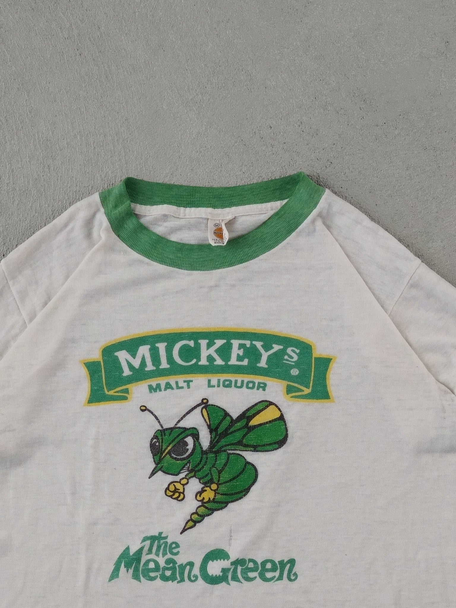 Vintage 90s White Mickey's Mean Green Malt Liquor Graphic Tee ()