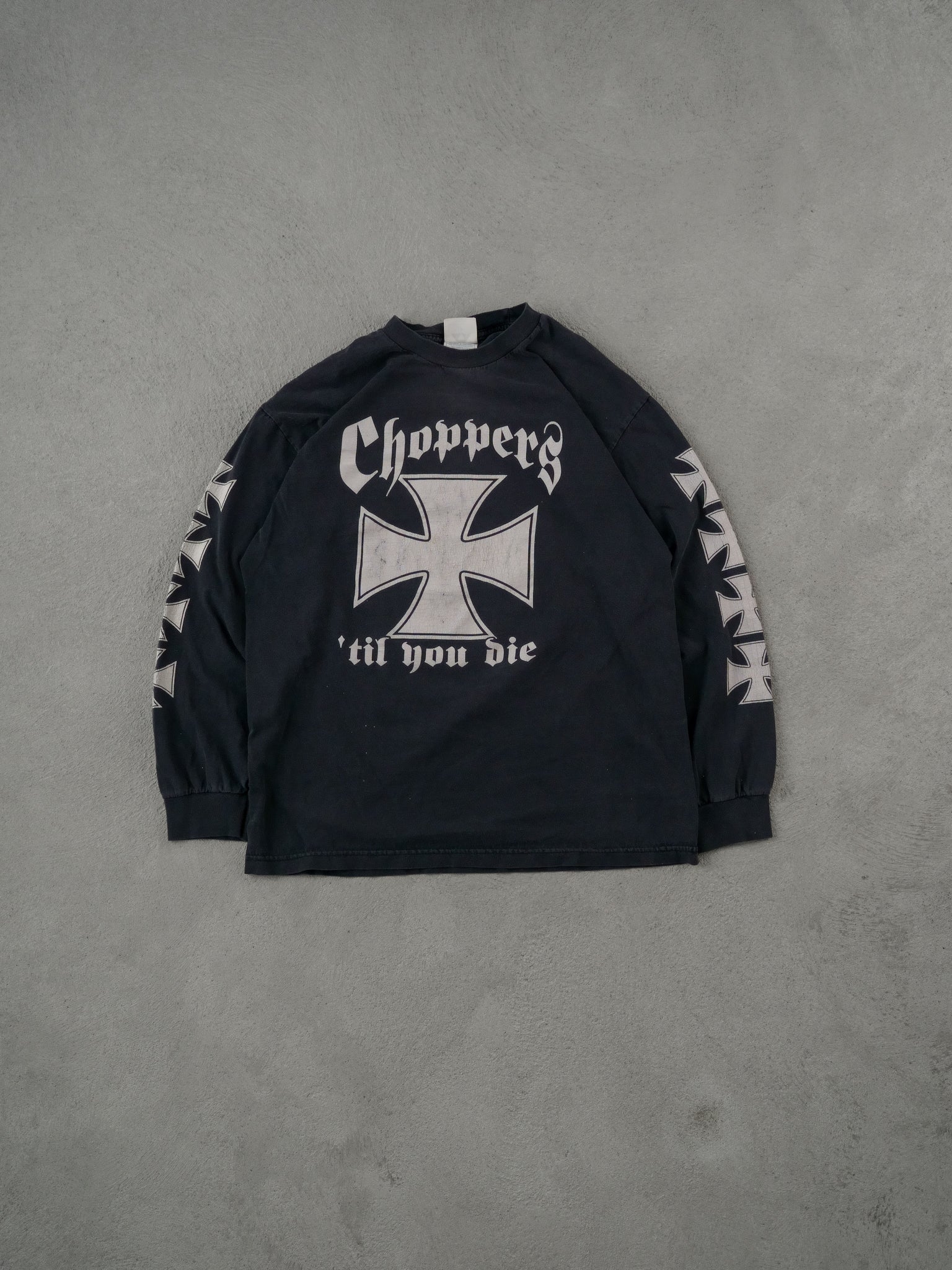 Vintage Y2k Black Choppers 'til you die Graphic Longsleeve (M)