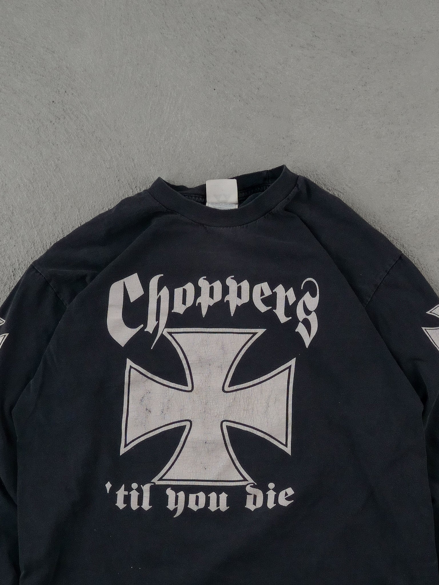Vintage Y2k Black Choppers 'til you die Graphic Longsleeve (M)