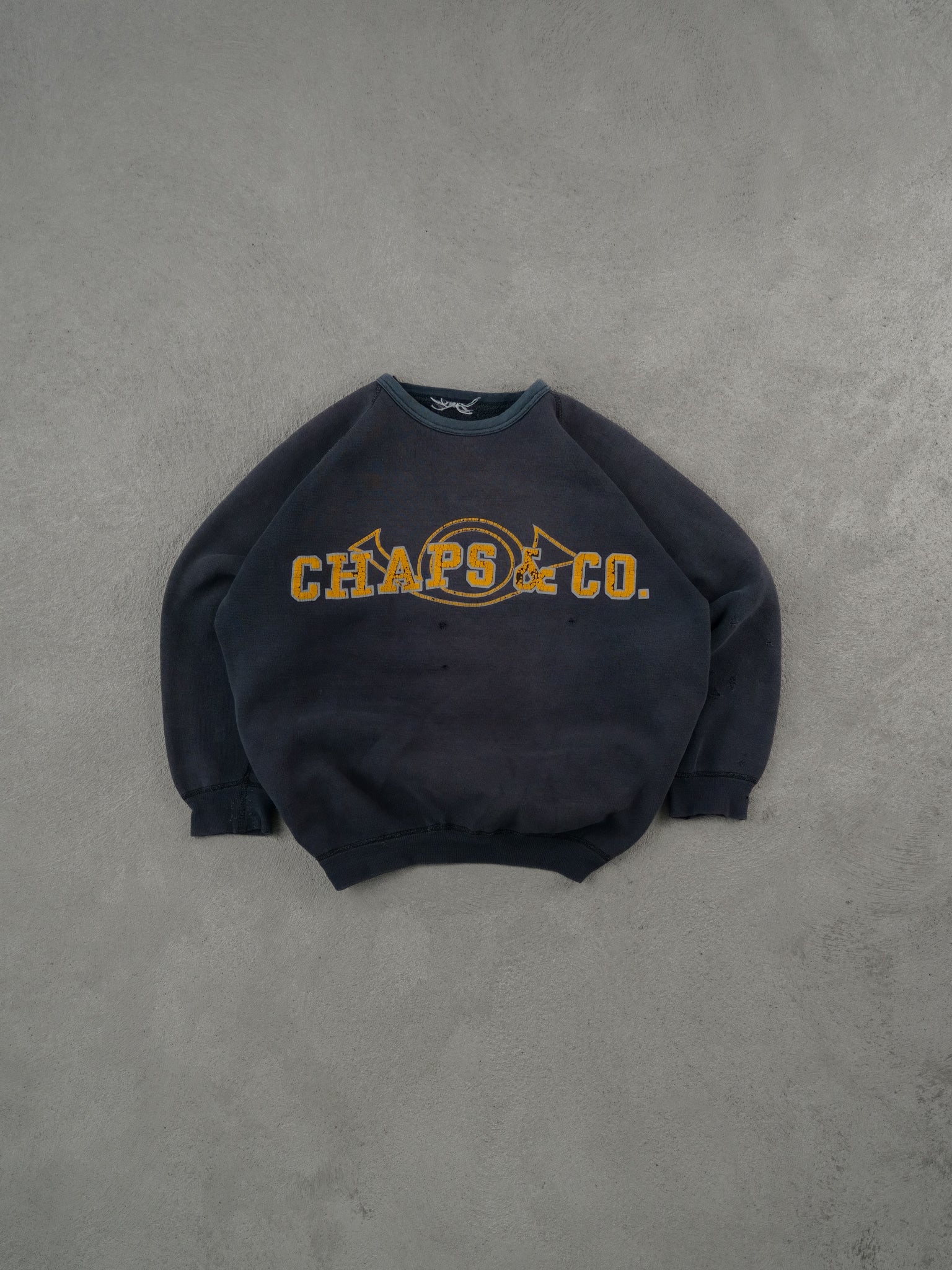 Vintage 90s Washed Blue Grey Chaps Graphic Crewneck (M/L)