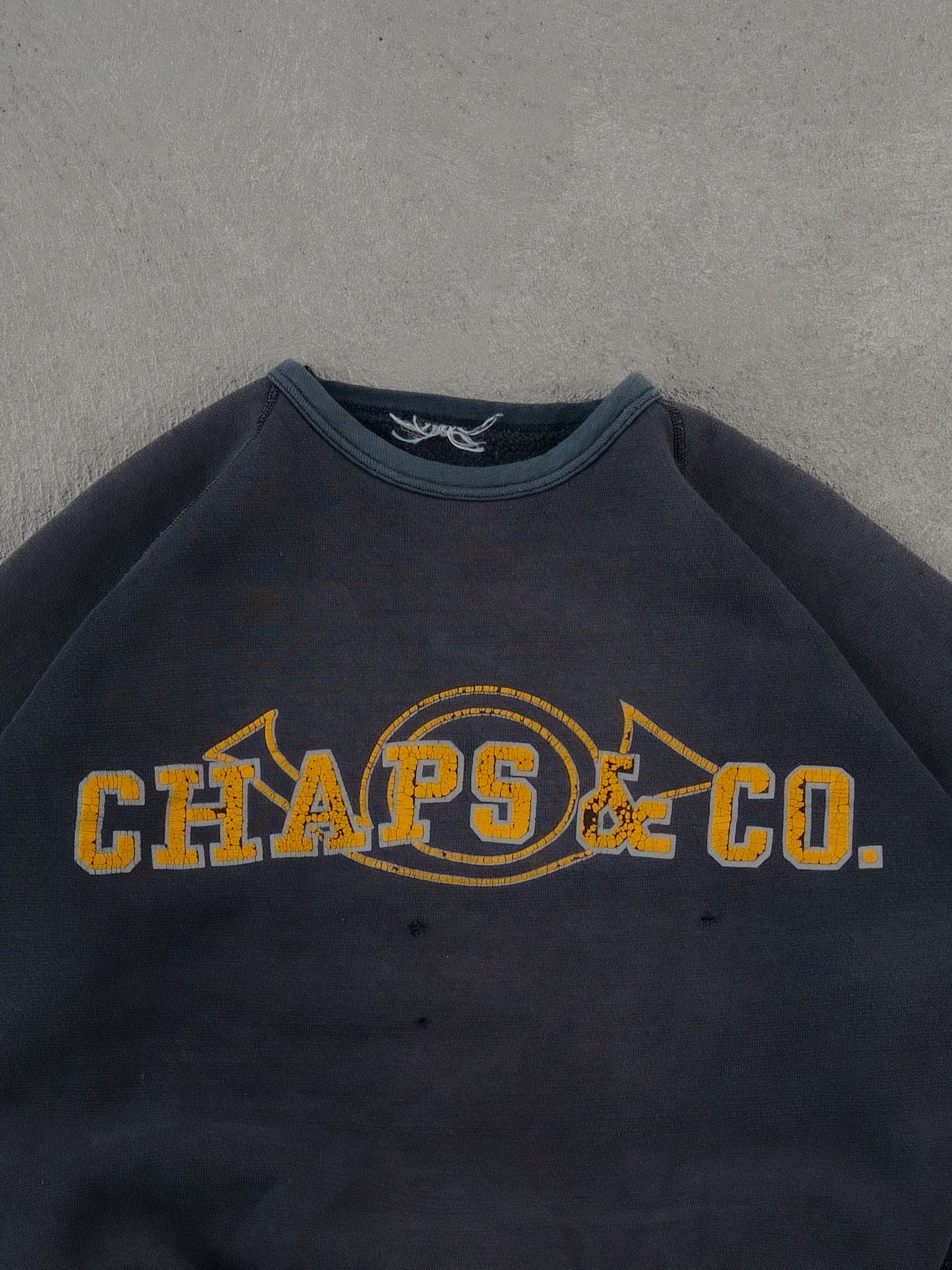 Vintage 90s Washed Blue Grey Chaps Graphic Crewneck (M/L)