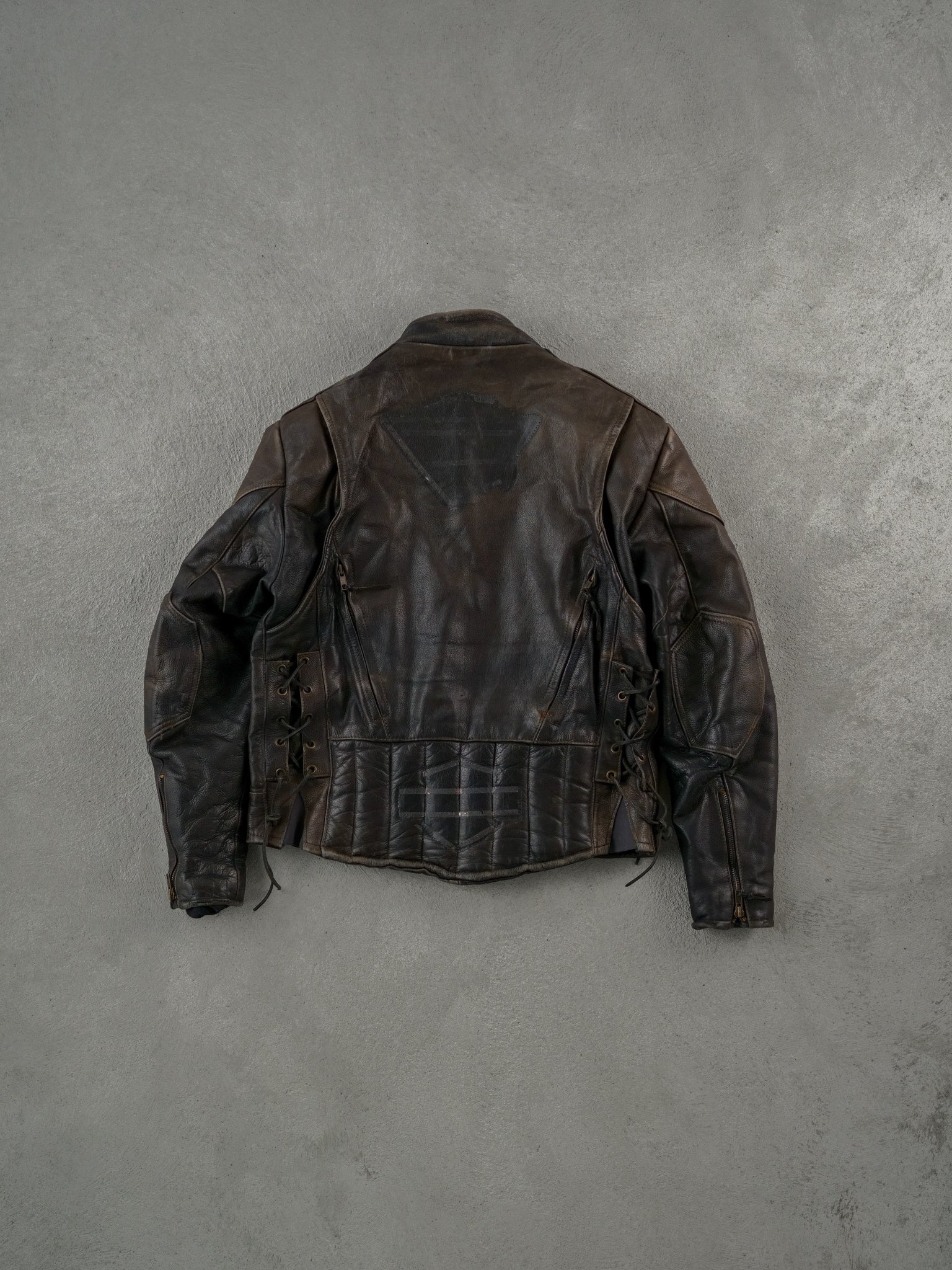 Vintage 90s Brown Screaming Eagle Biker Leather Jacket (M)