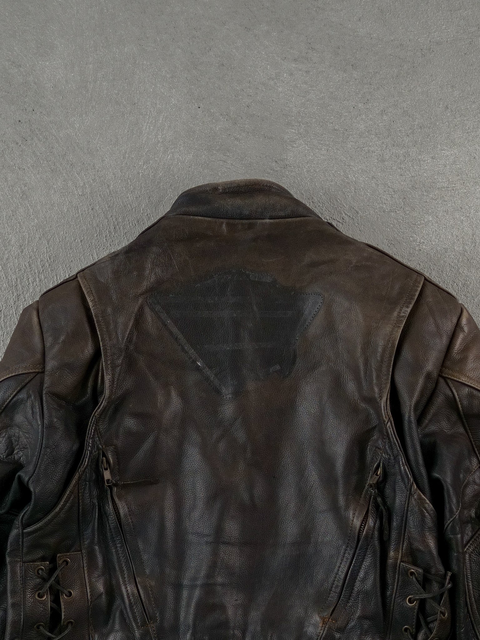 Vintage 90s Brown Screaming Eagle Biker Leather Jacket (M)
