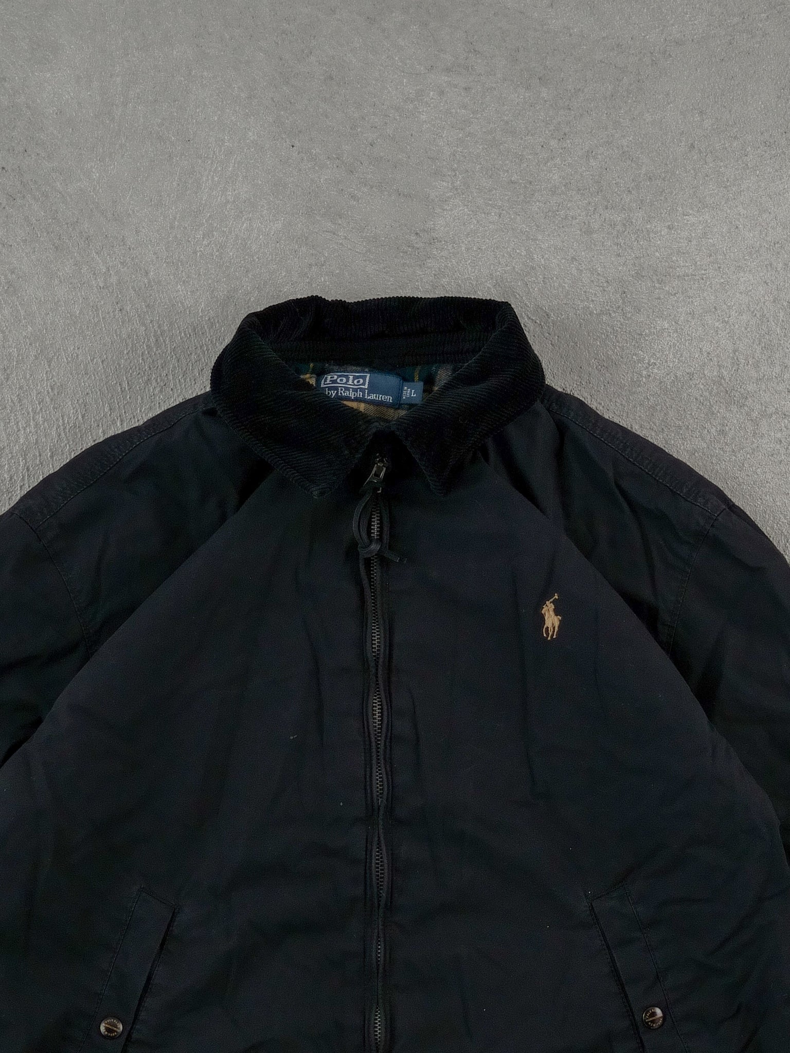 Vintage 90s Black Polo By Ralph Lauren Collared Jacket (M)