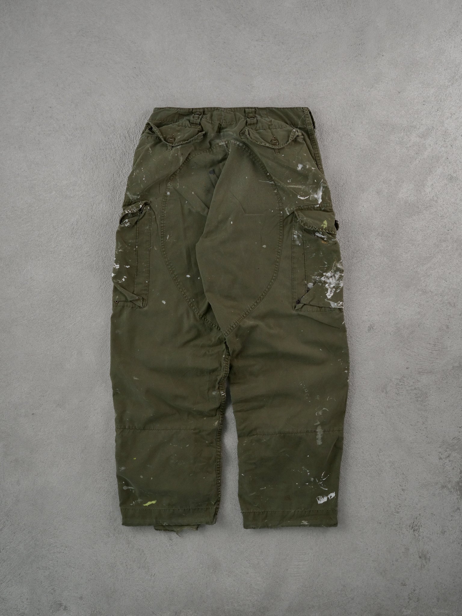 Vintage 90s Green Army Parachute Paint Splatter Pants (34x30)
