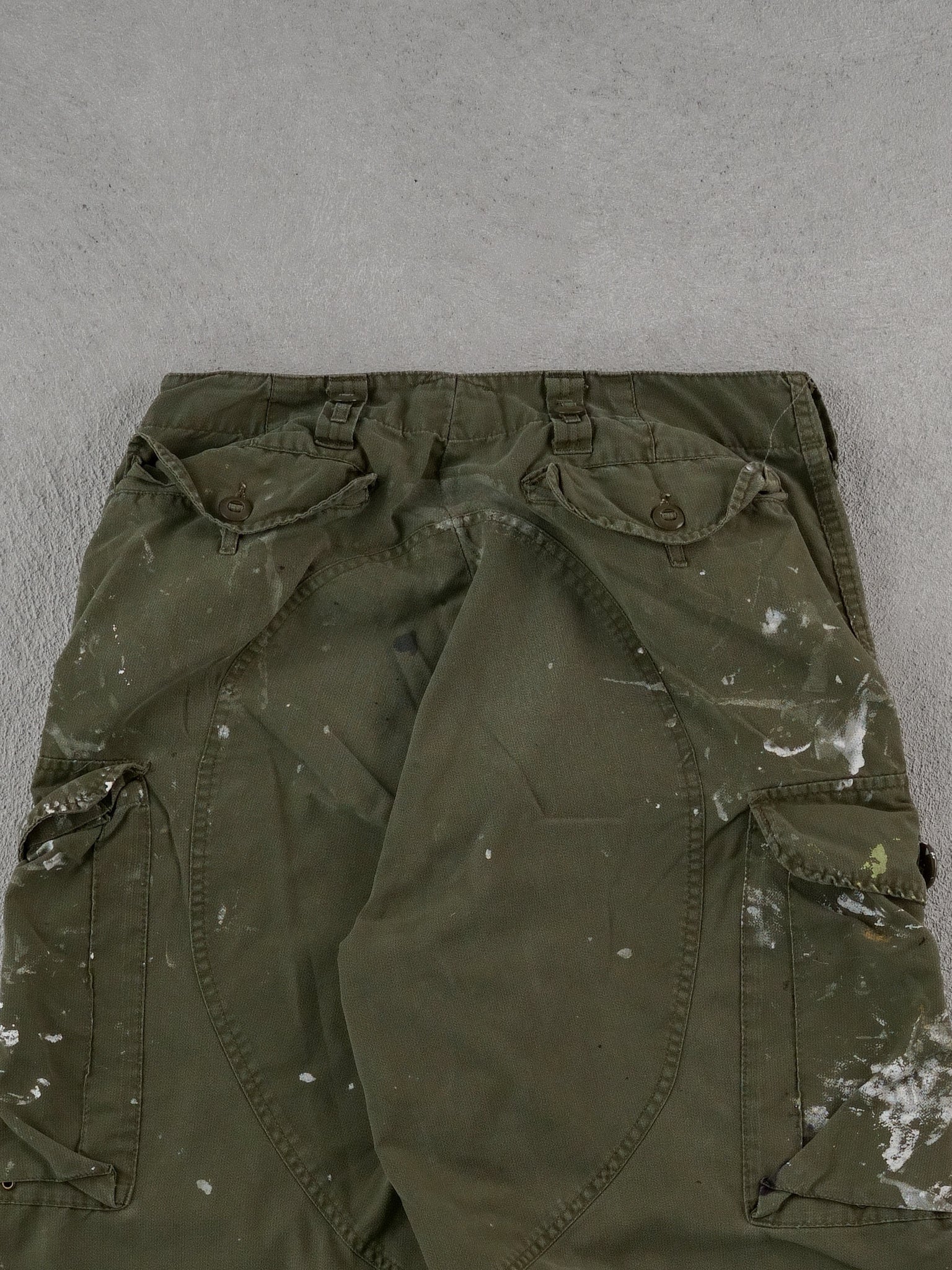 Vintage 90s Green Army Parachute Paint Splatter Pants (34x30)