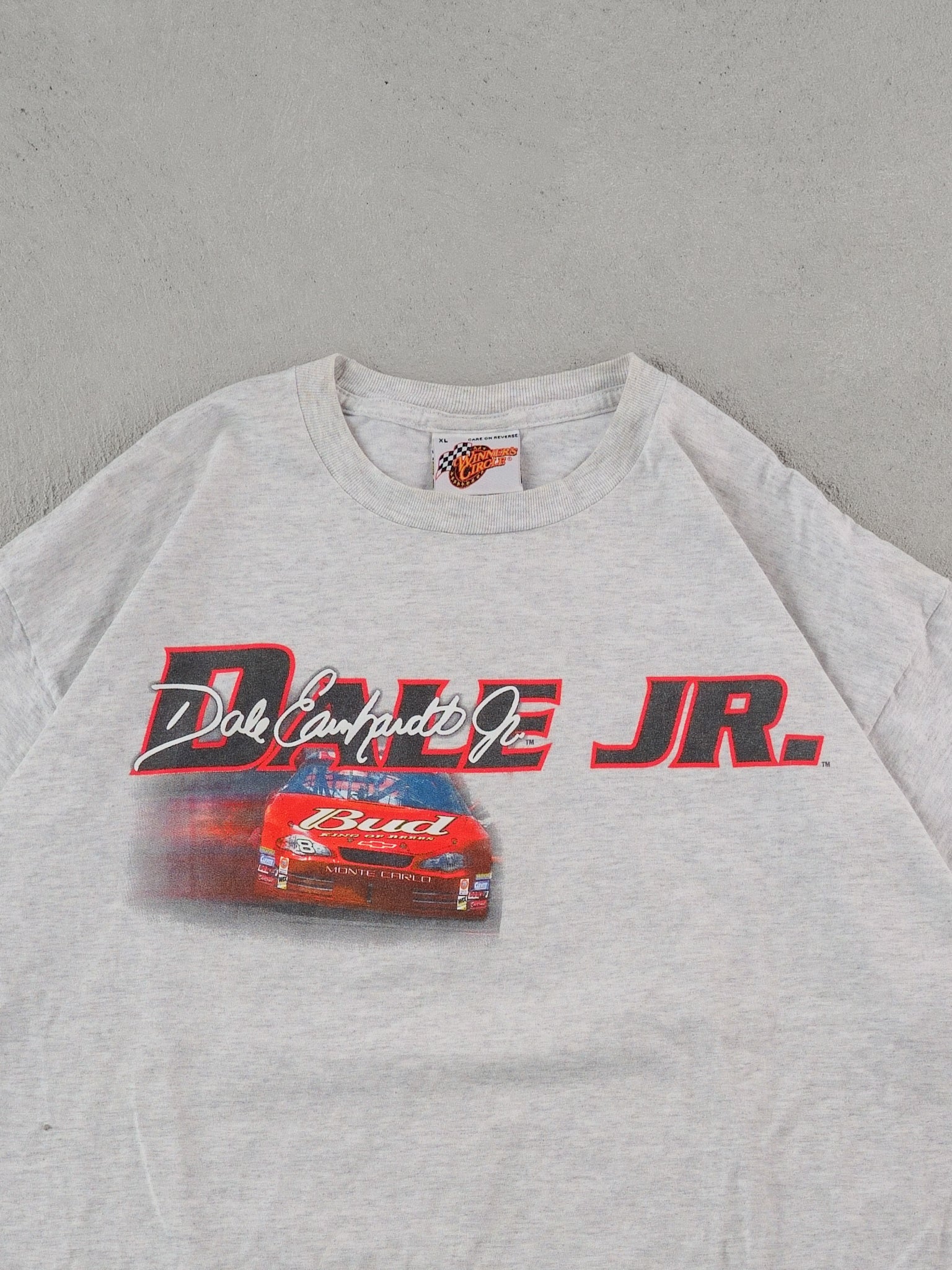 Vintage Y2k Grey Dale Jr Nascar Graphic Tee (L)