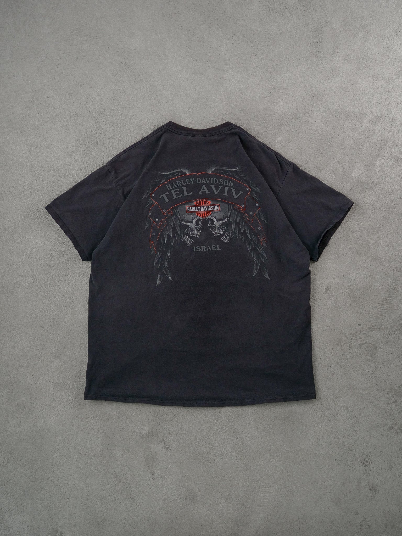 Vintage Black Harley Davidson Israel Graphic Tee (L)