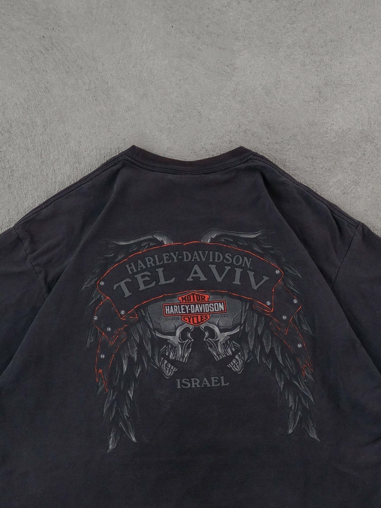 Vintage Black Harley Davidson Israel Graphic Tee (L)