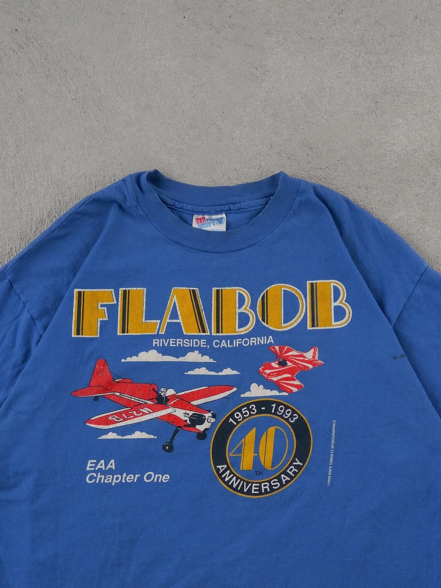 Vintage 93' Blue Flabob Plane Graphic Tee (M/L)
