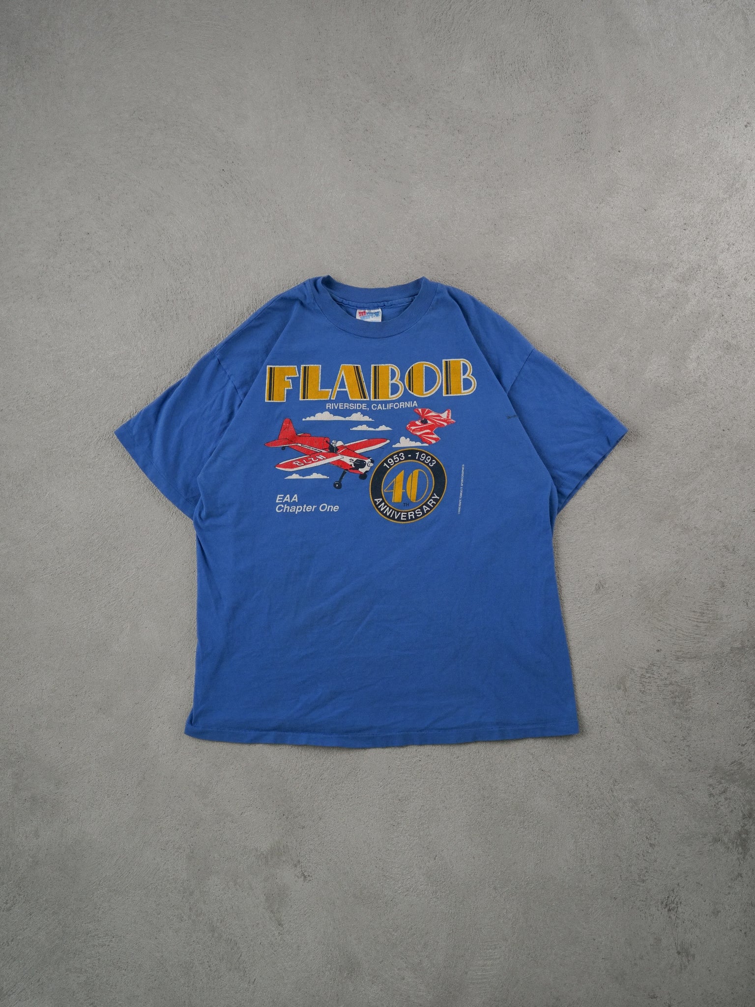 Vintage 93' Blue Flabob Plane Graphic Tee (M/L)