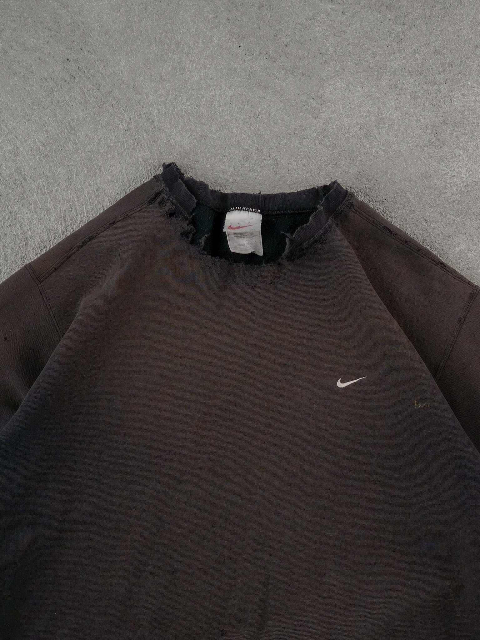 Vintage Faded Grey Nike Distressed Swoosh Blank Crewneck (L)