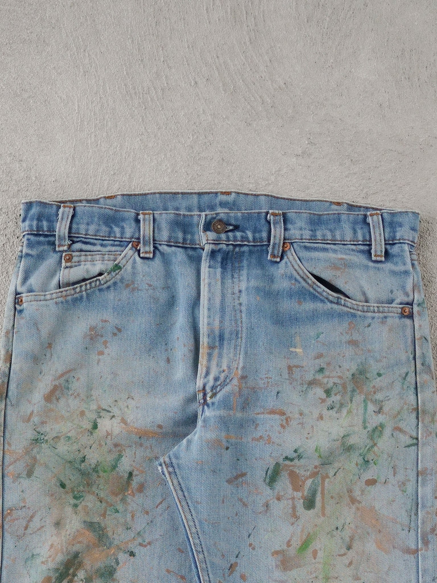 Vintage 70s Light Blue Levi's Paint Splatter Denim Jeans (36x34)