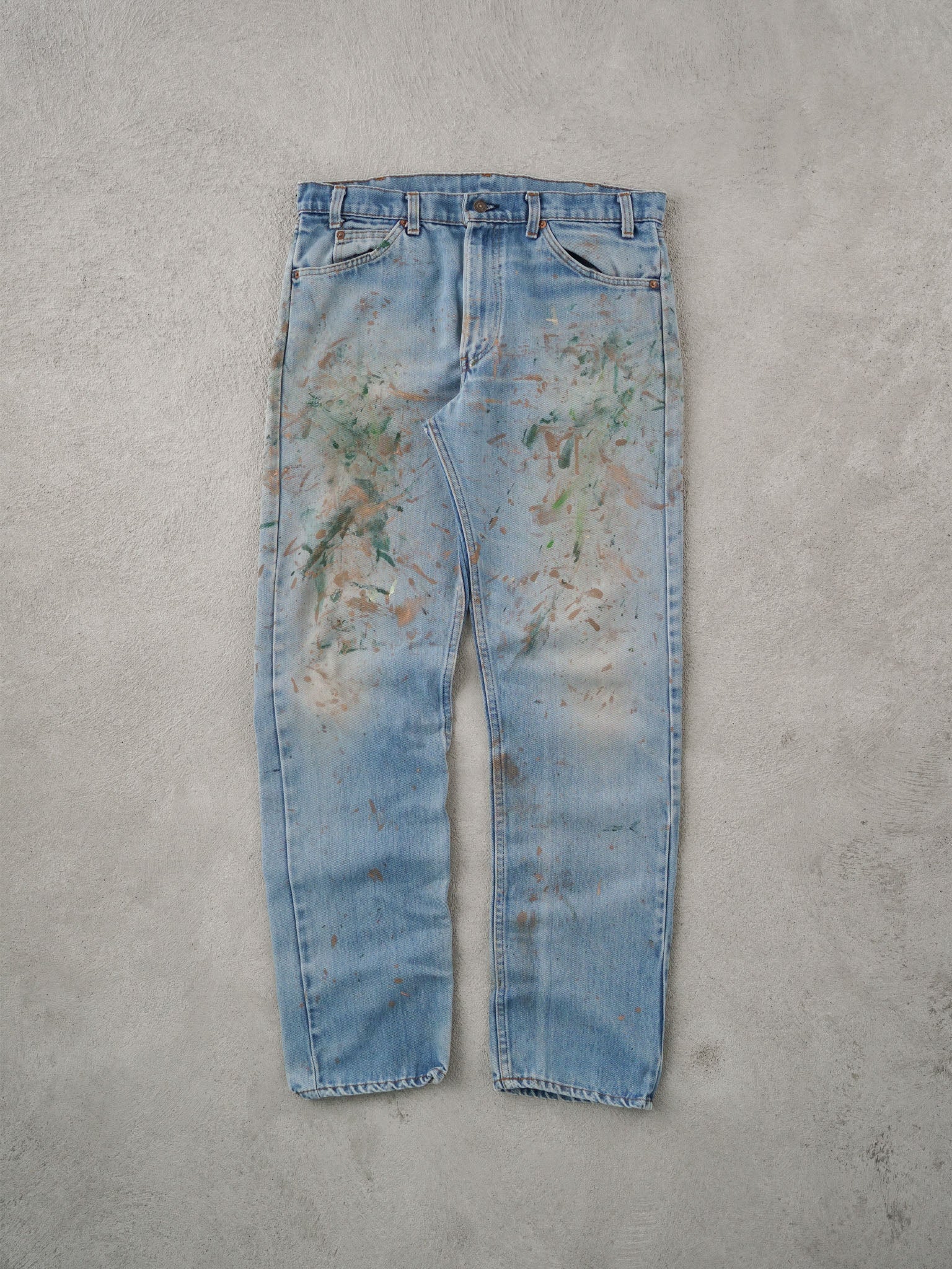 Vintage 70s Light Blue Levi's Paint Splatter Denim Jeans (36x34)