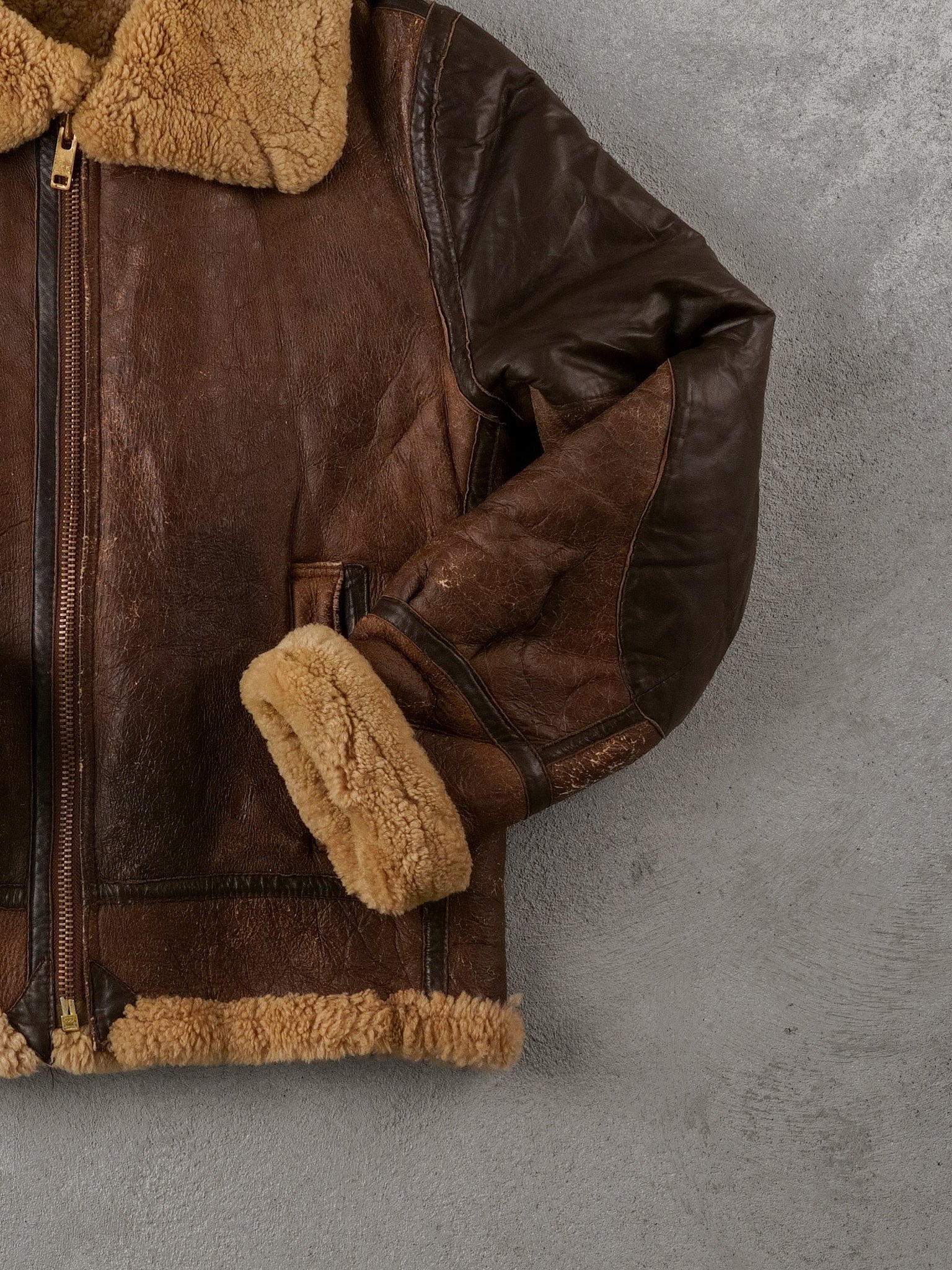 Vintage 80s Brown Sawyer Shearling Collared Jacket (M/L)