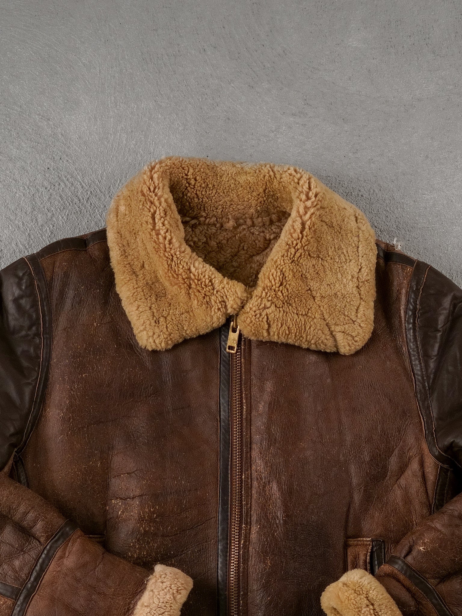 Vintage 80s Brown Sawyer Shearling Collared Jacket (M/L)