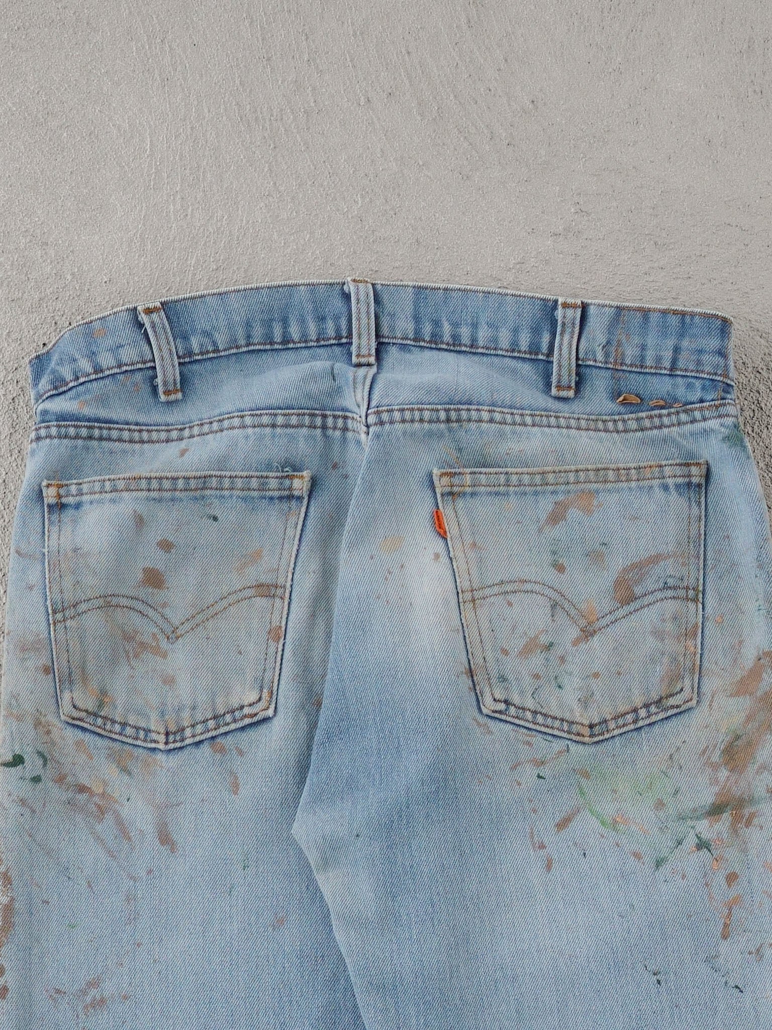 Vintage 70s Light Blue Levi's Paint Splatter Denim Jeans (36x34)