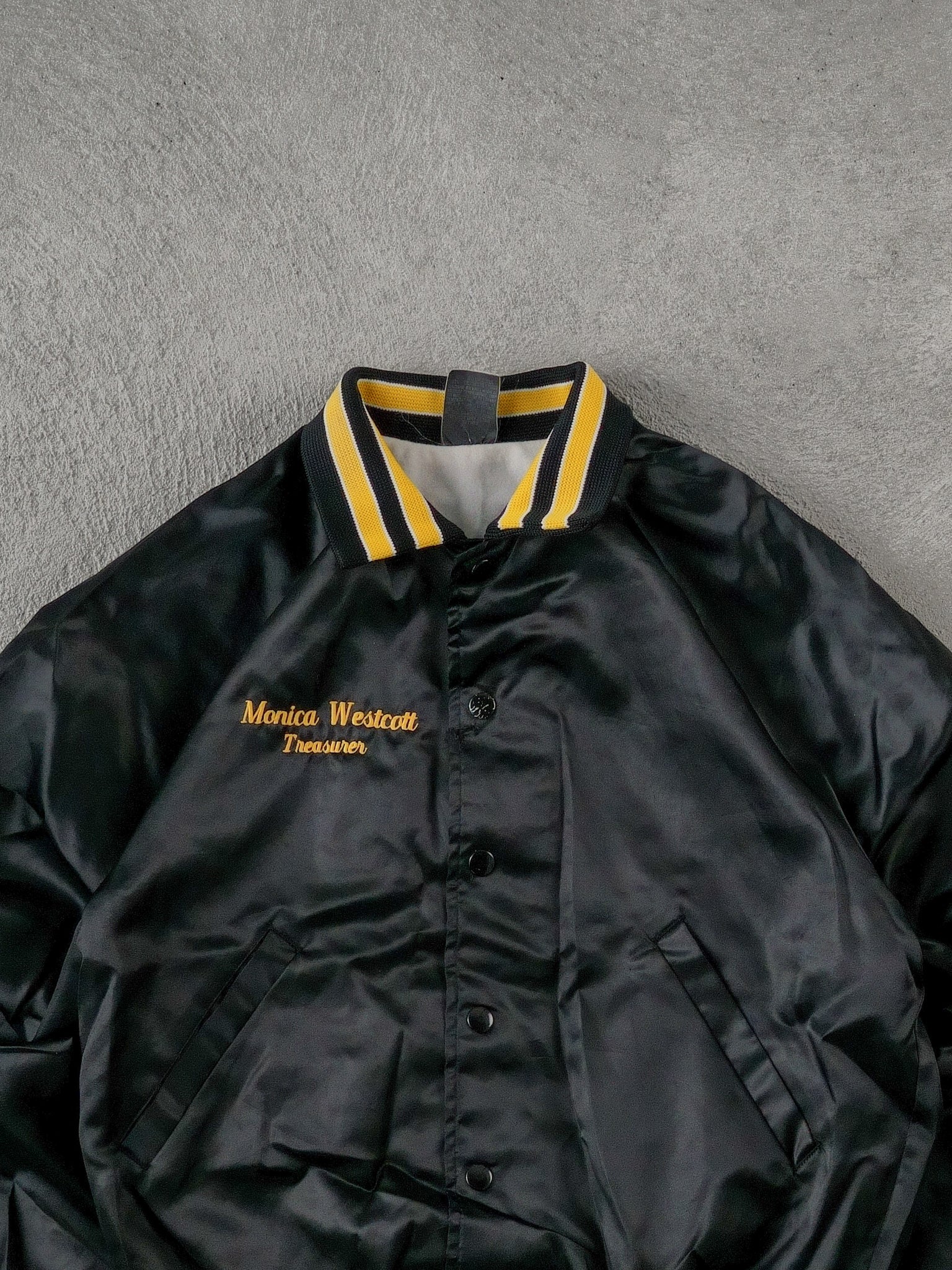 Vintage 90s Black and Yellow Auto Technology Skill Centre Texas Bomber Jacket (S/M)