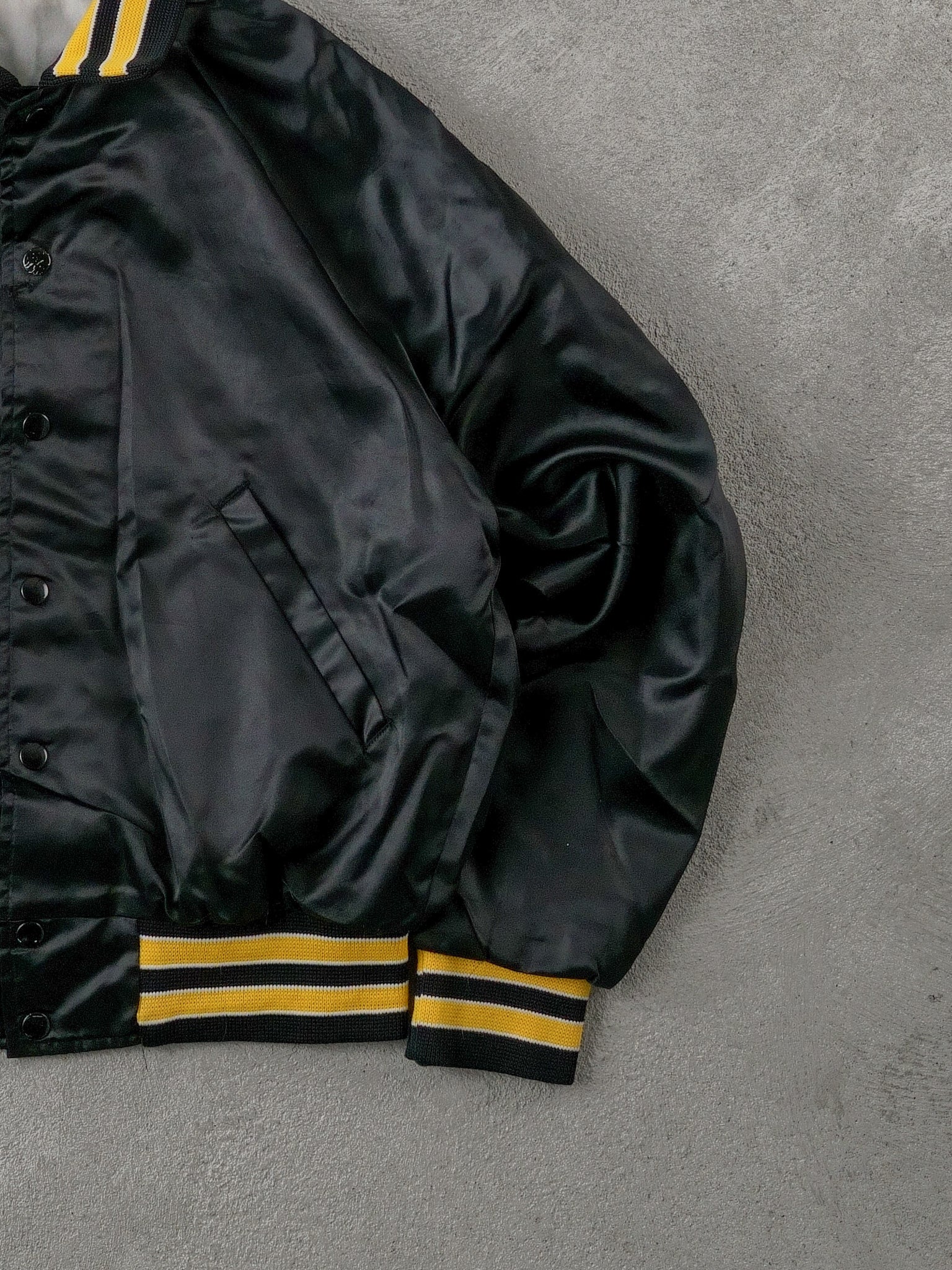 Vintage 90s Black and Yellow Auto Technology Skill Centre Texas Bomber Jacket (S/M)