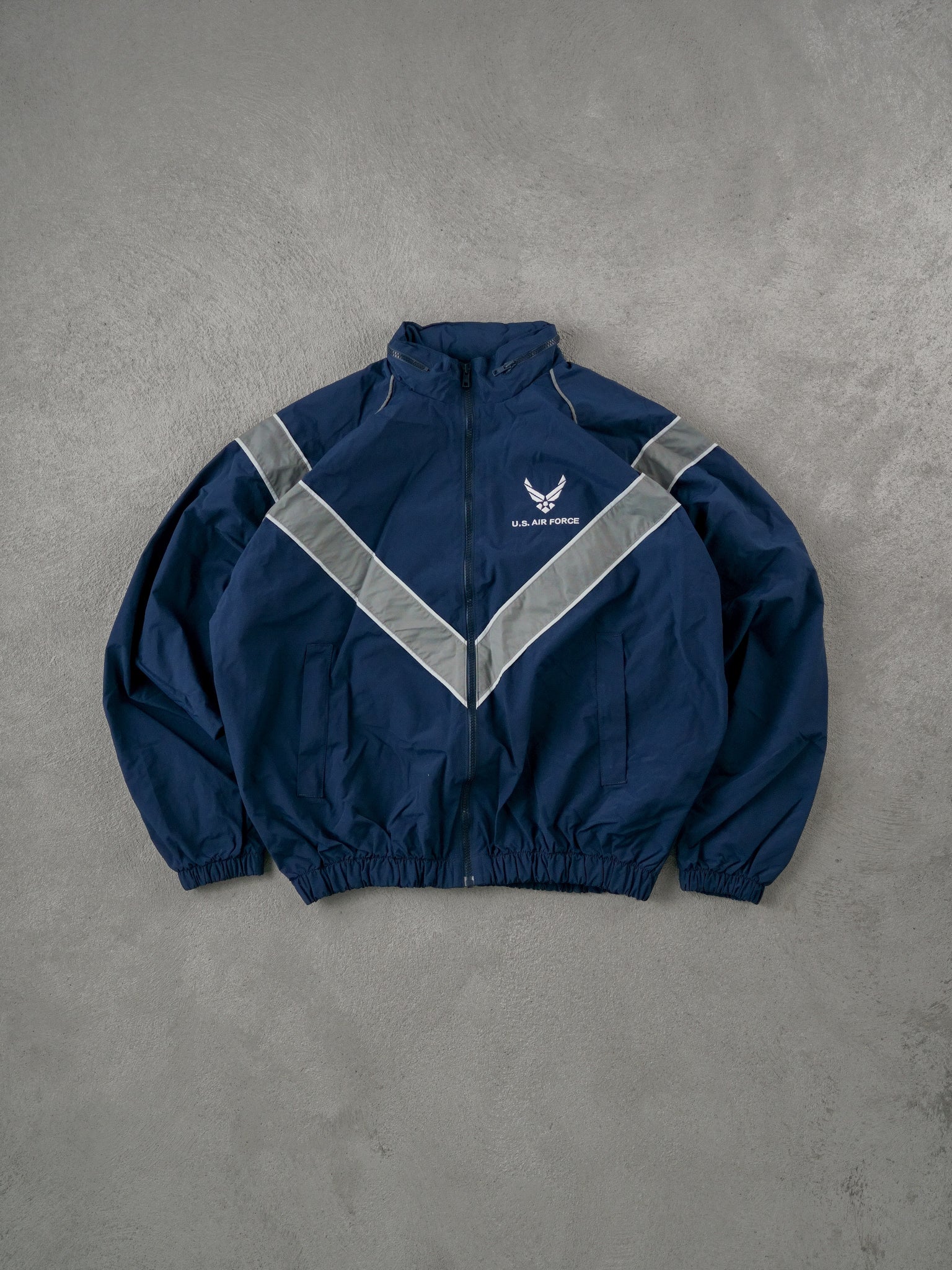 Vintage Navy Blue US Air Force Windbreaker Jacket (L)