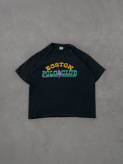 Vintage 90s Black Boston Polo Club Puff Print Graphic Tee (L)