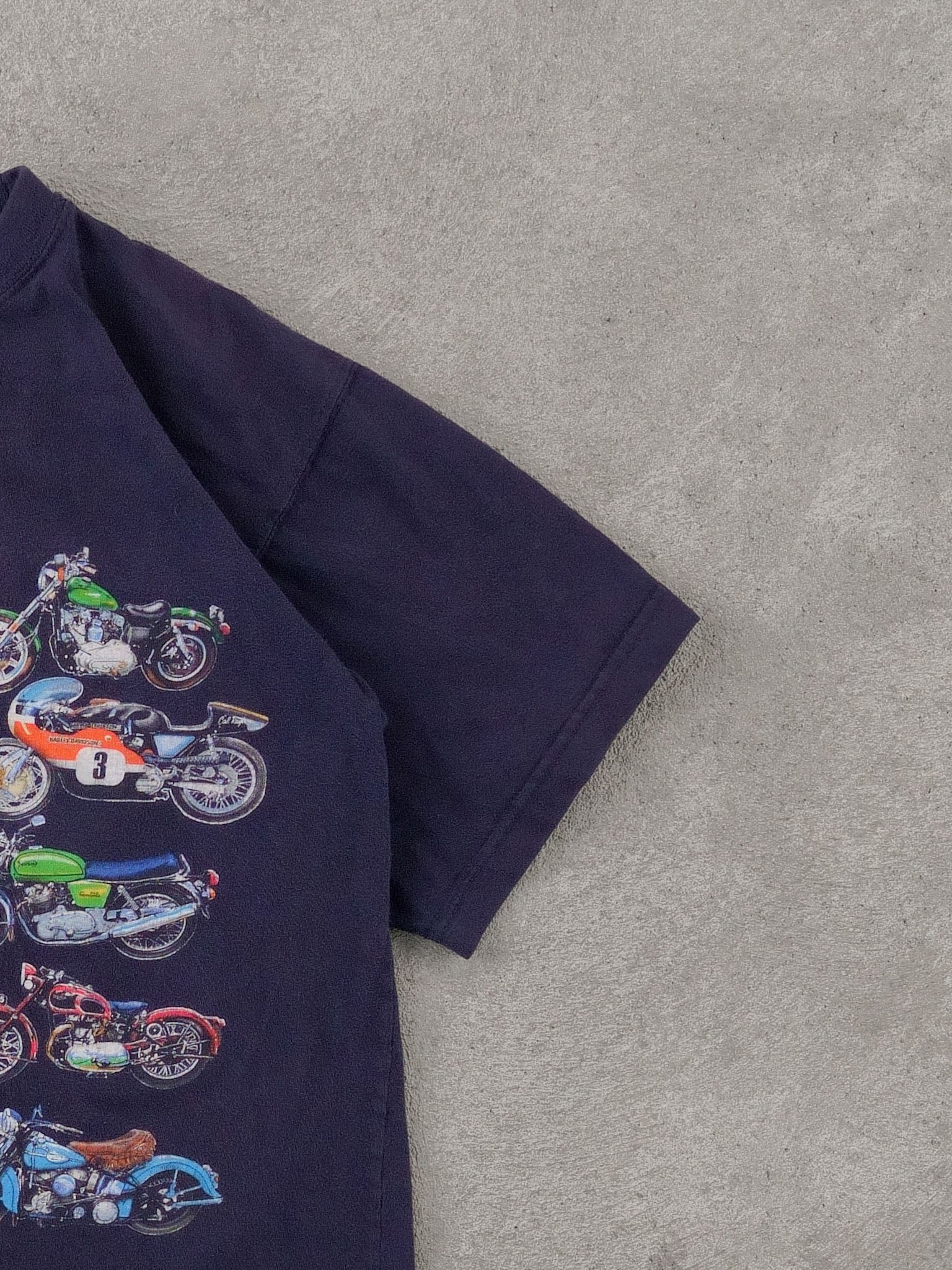 Vintage 90s Blue "Life is full of Important chocies" Biker Graphic Tee (M)