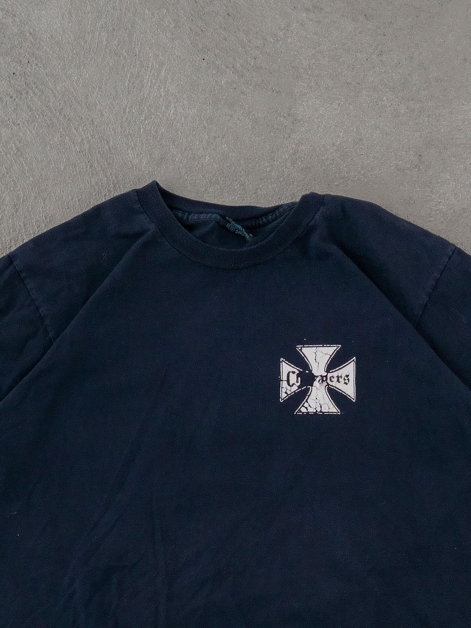 Vintage Y2k Dark Blue American Original Choppers Graphic Tee (M).