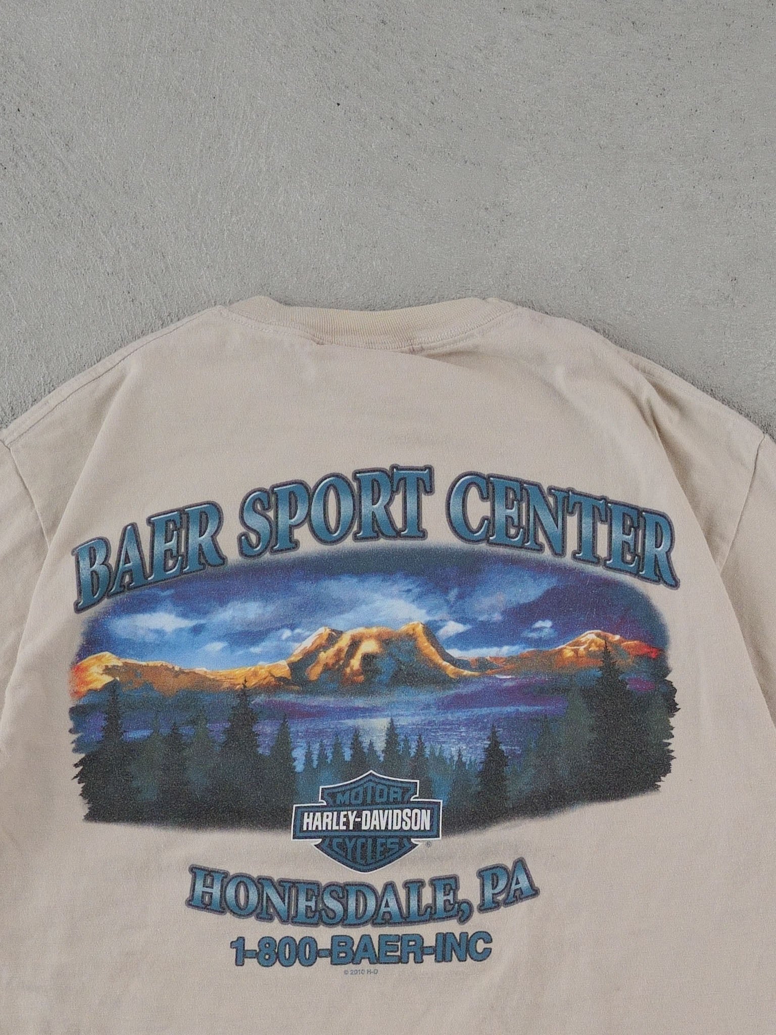 Vintage Y2k Beige Harley Davidson Stacking The Deck Graphic Tee (S)