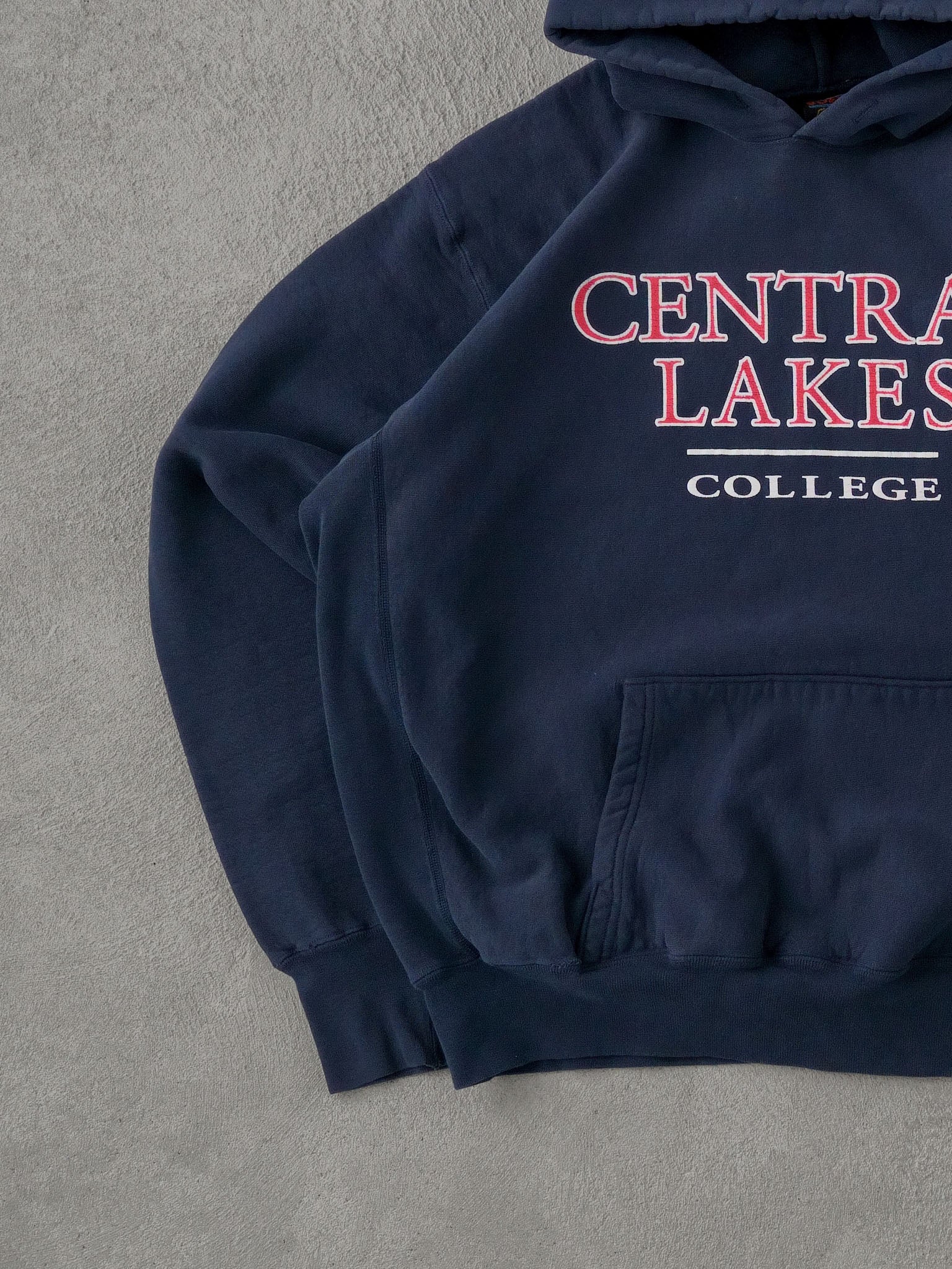Vintage 90s Navy Blue Central Lakes College Hoodie (XL)