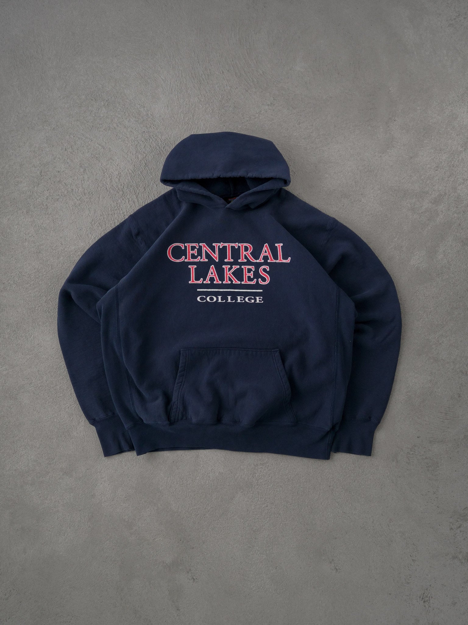 Vintage 90s Navy Blue Central Lakes College Hoodie (XL)