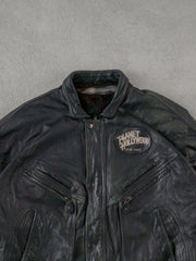 Vintage 90s Black Planet Hollywood New York Leather Jacket (XL)