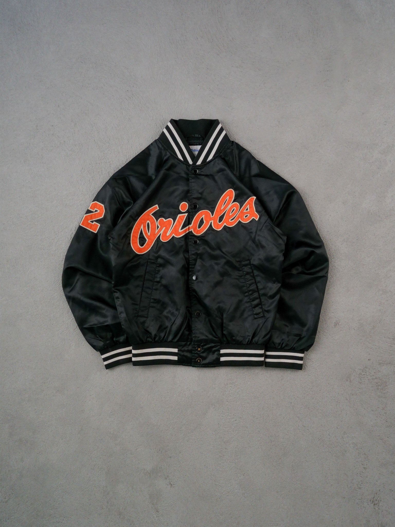 Vintage 90s Black and Oranges Orioles #2 Varsity Jacket (S/M)