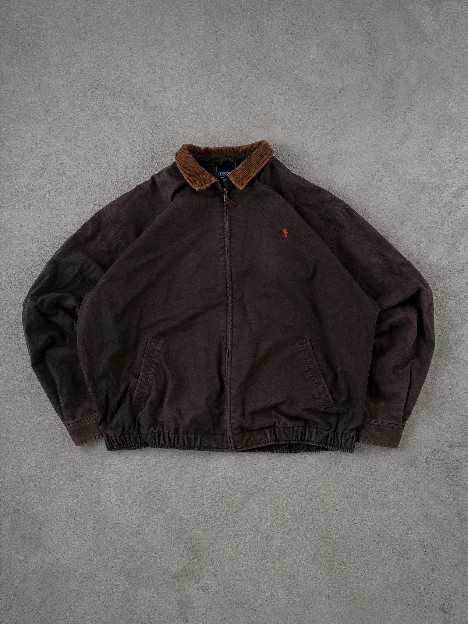 Vintage 90s Brown Polo By Ralph Lauren Collared Zip Up (XL/XXL)