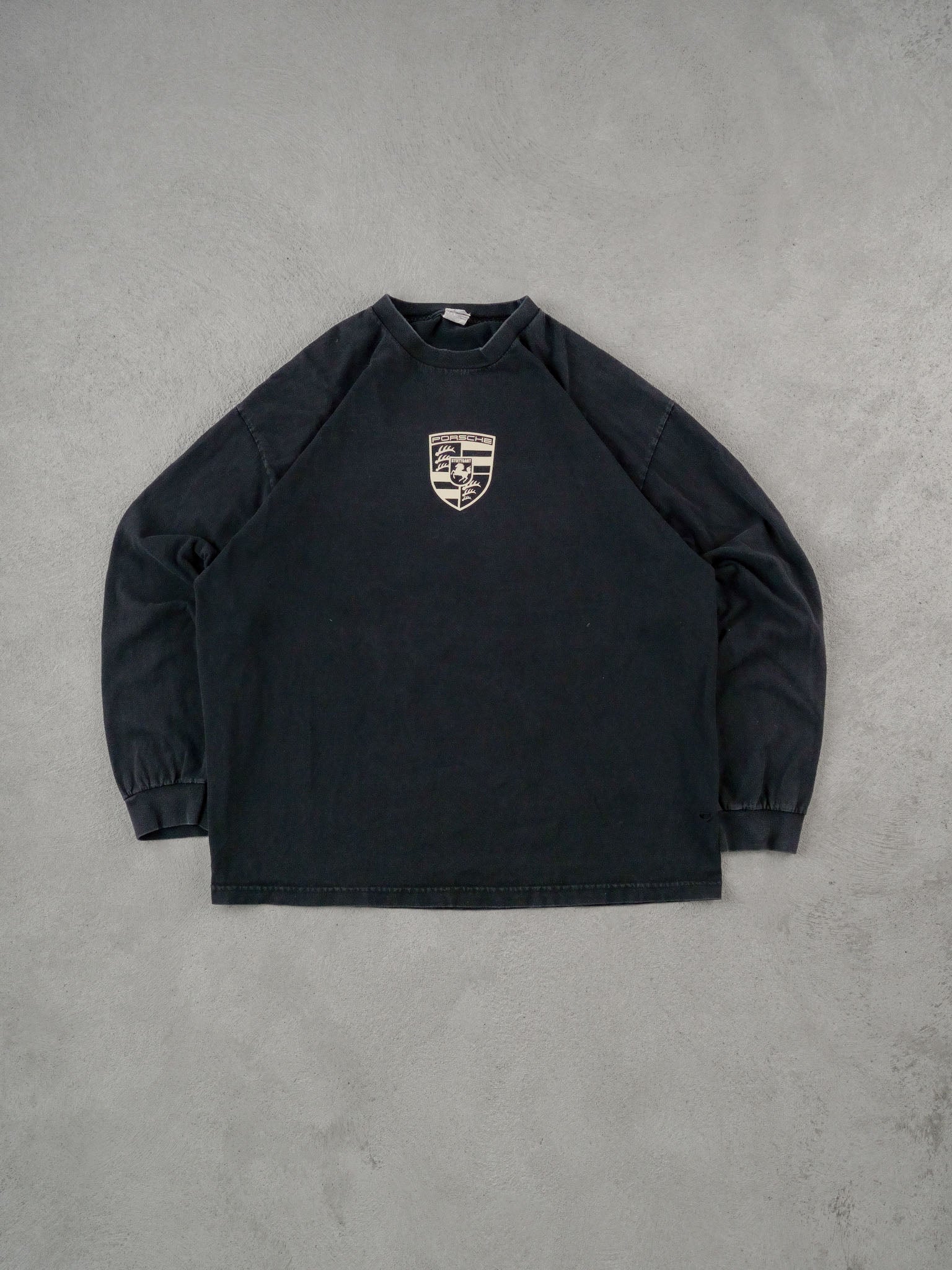 Vintage 90s Black Porsche Emblem Long Sleeve (L)