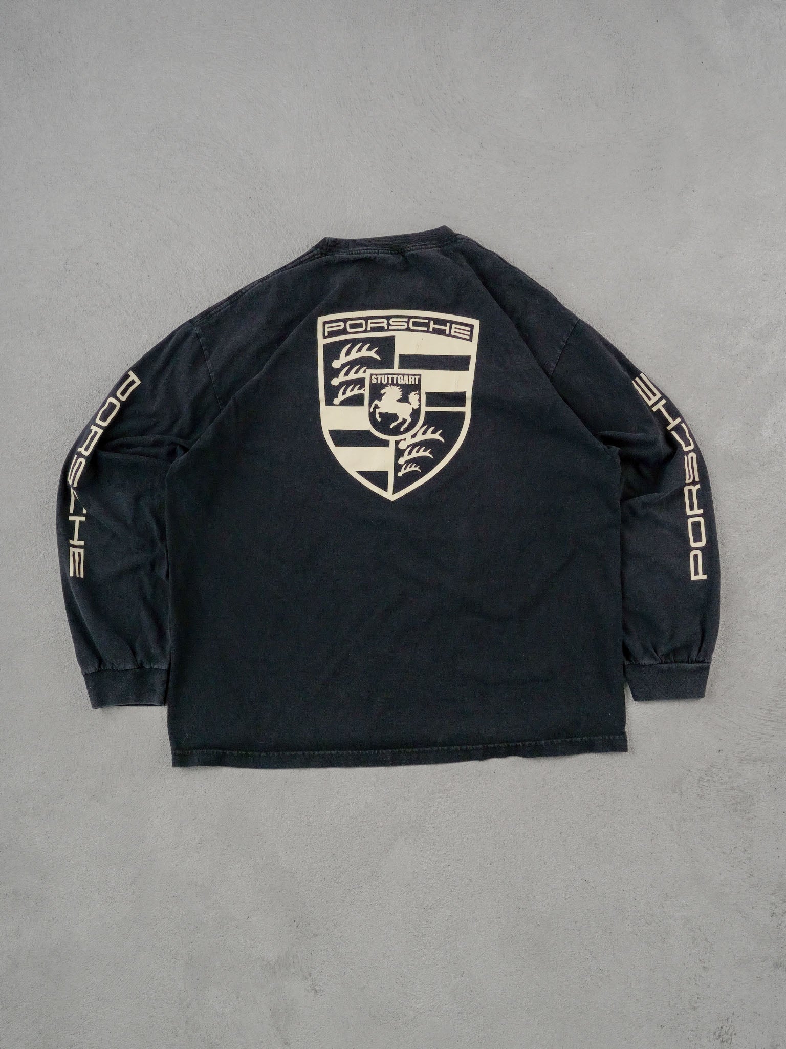 Vintage 90s Black Porsche Emblem Long Sleeve (L)