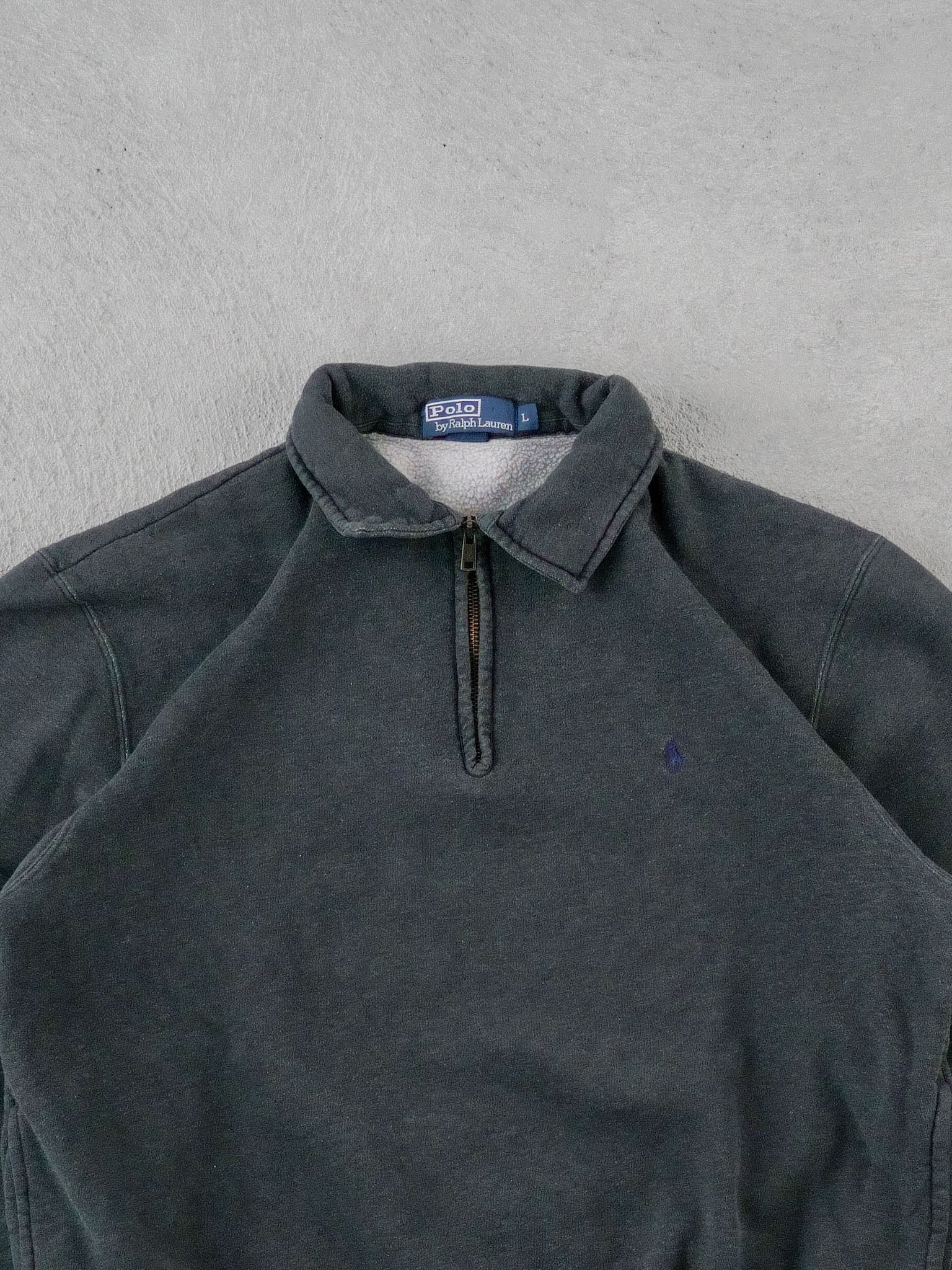 Vintage Black Polo By Ralph Lauren Collared 1/4 Zip (M)